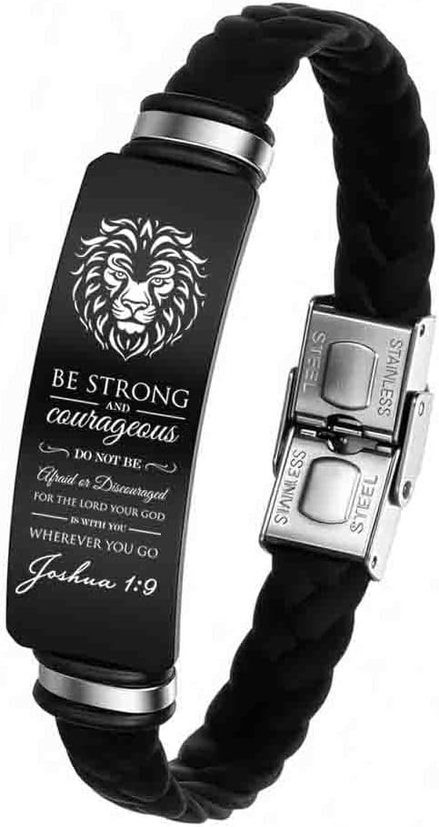Adjustable Leather Christian Bracelet For Men, Faith Religious Gifts