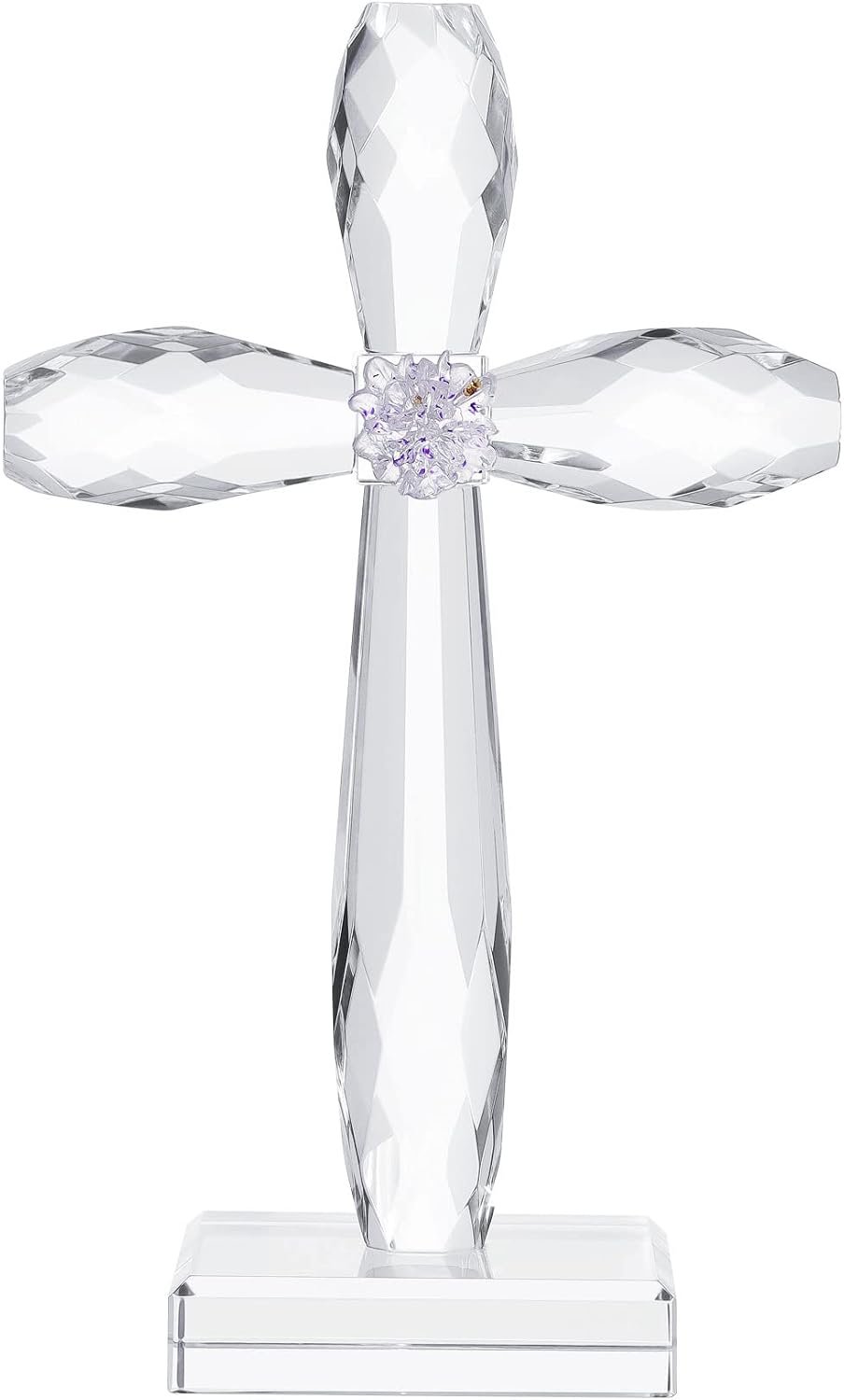 YWHL Crystal Cross Standing Decor Figurine, Religious Christmas Cross Gifts