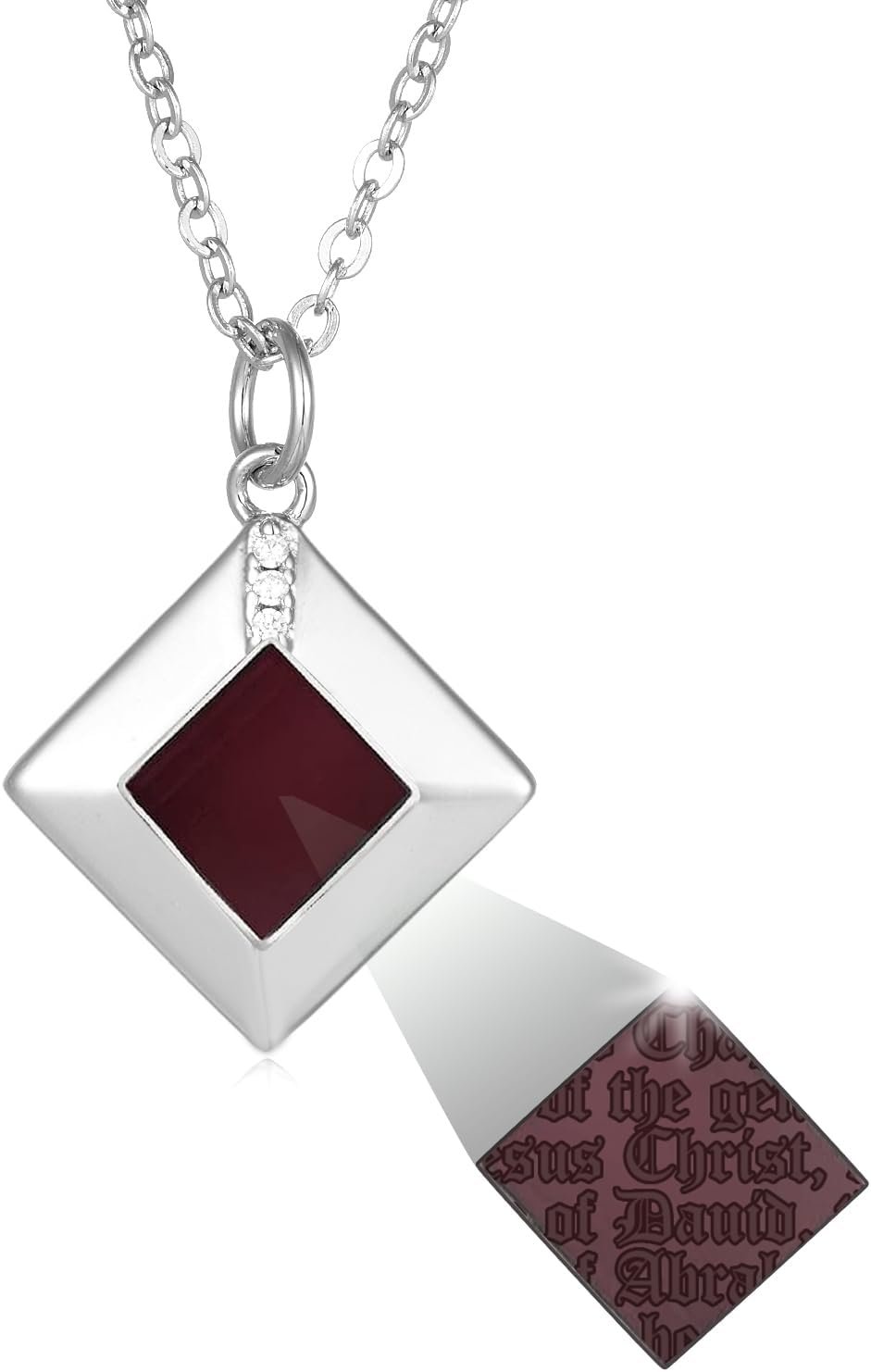 Sterling Silver Nano Bible Necklace for Women : World’s Smallest New Testament Pendant For Her – Engraved with 27 Books Using Nano Technology. A Unique, Elegant and creative religious Valentines gift for wife or girlfriend