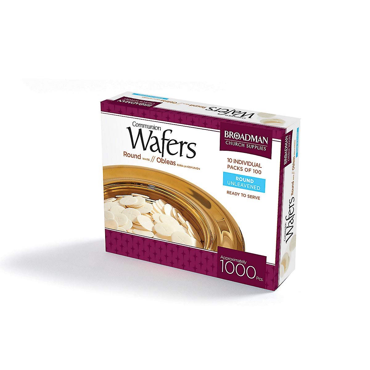 Broadman Communion Wafer, Round with Cross Design, 1,000 Count