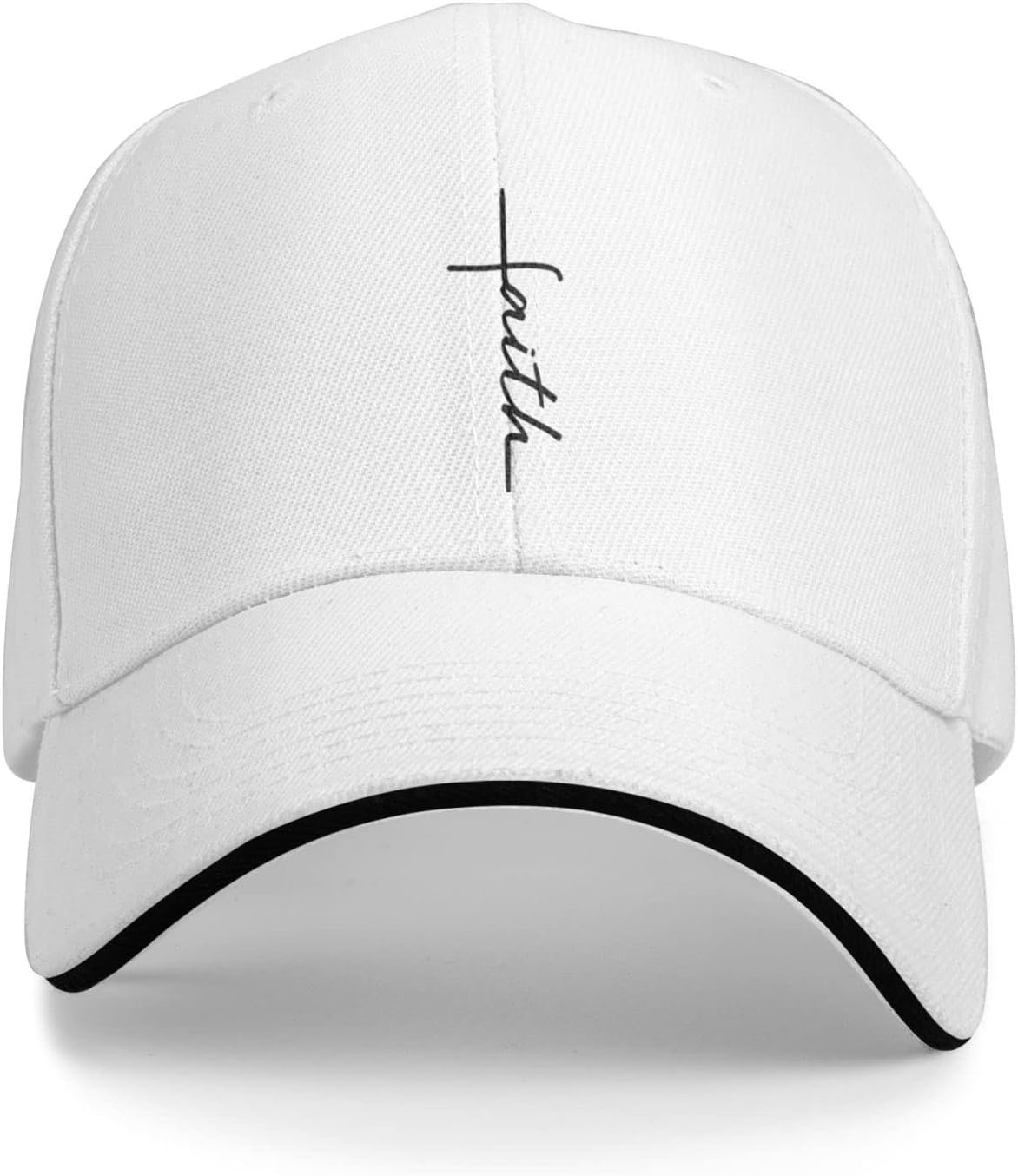 Faith Cross Script Christian Jesus Gifts White Baseball Cap Men Women Adjustable Dad Hats Low Profile Solid Ball Cap