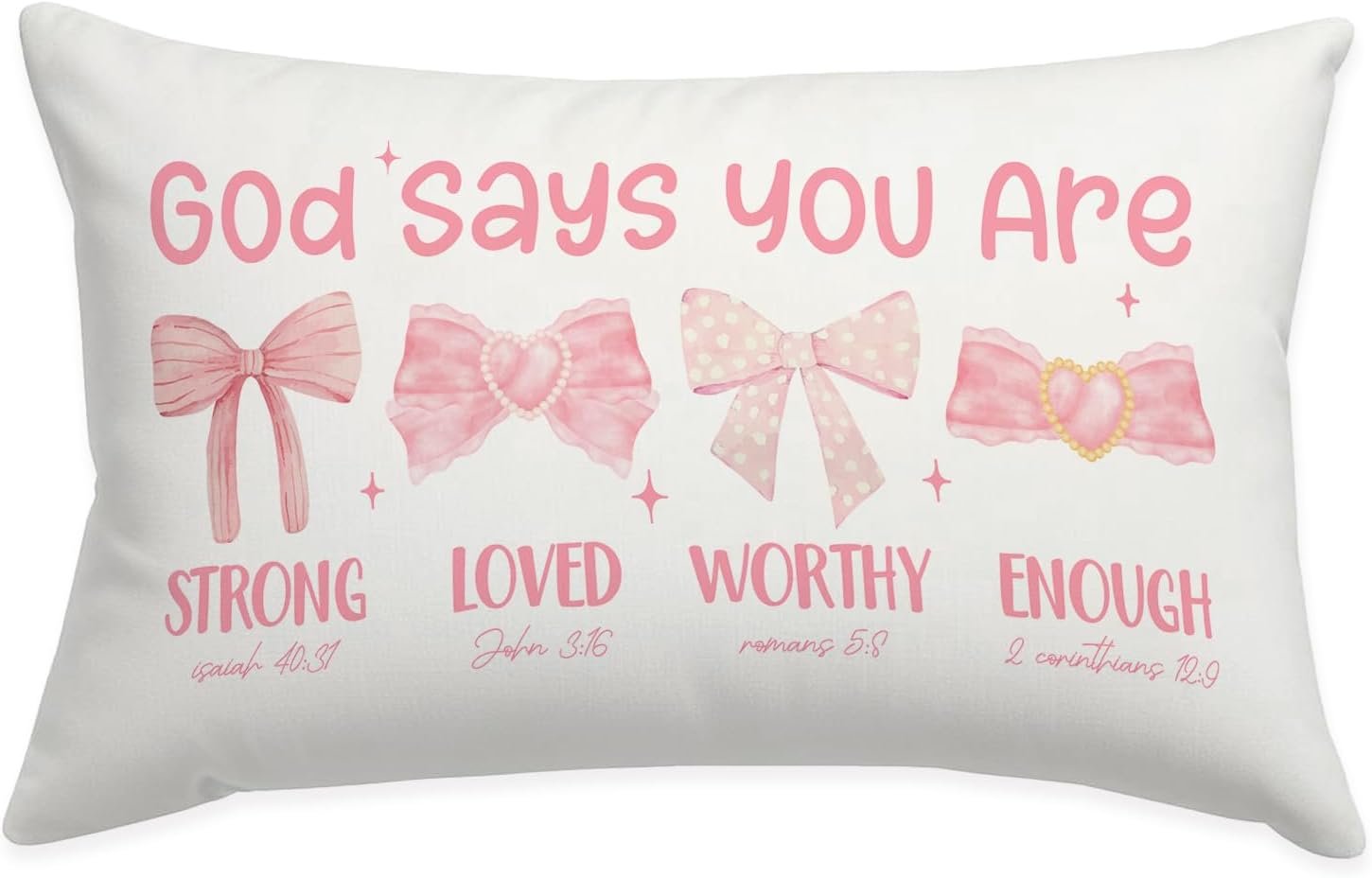 Pink 12×20 Throw Pillow Cover, Pink Bow Coquette Decorative