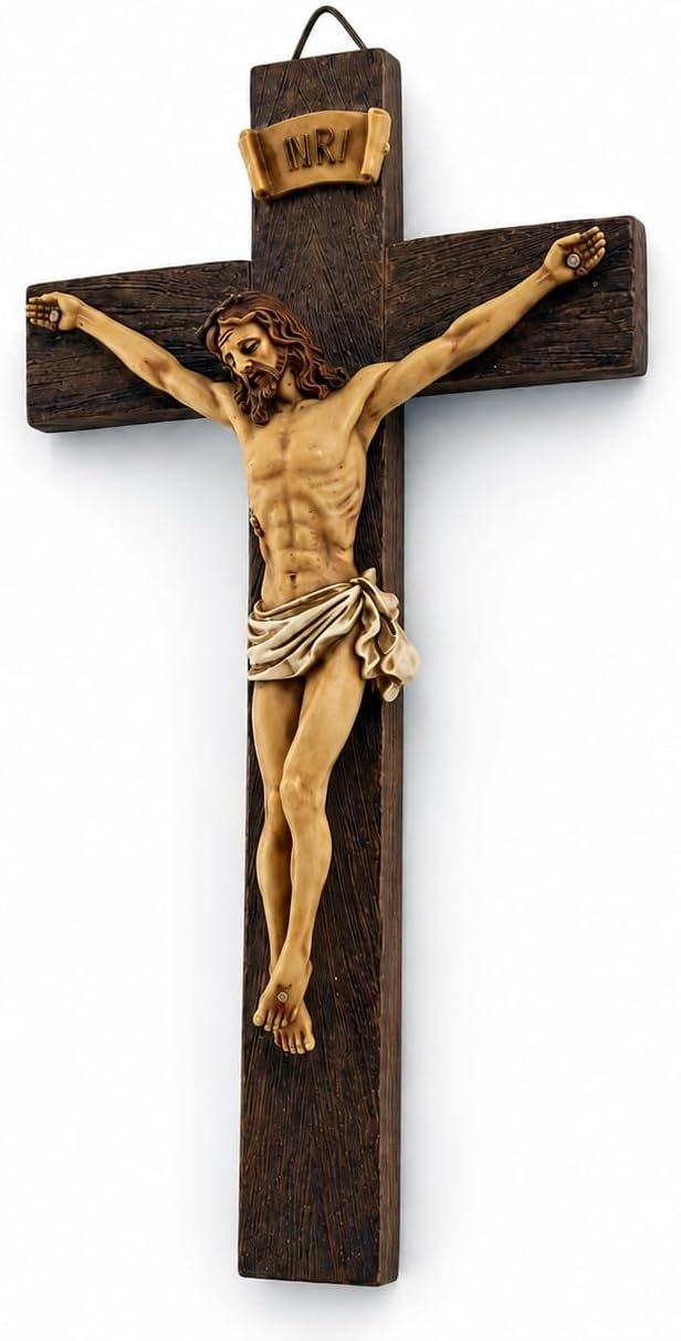 Jesus Crucifix Wall Cross, 9.65 Inch Resin Catholic Religious Decor