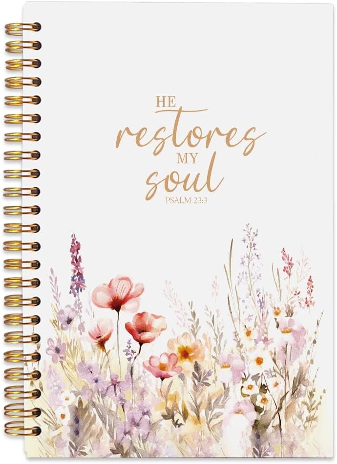 Christian Floral Spiral Notebook Journal for Women 5.5×8.3 Inch