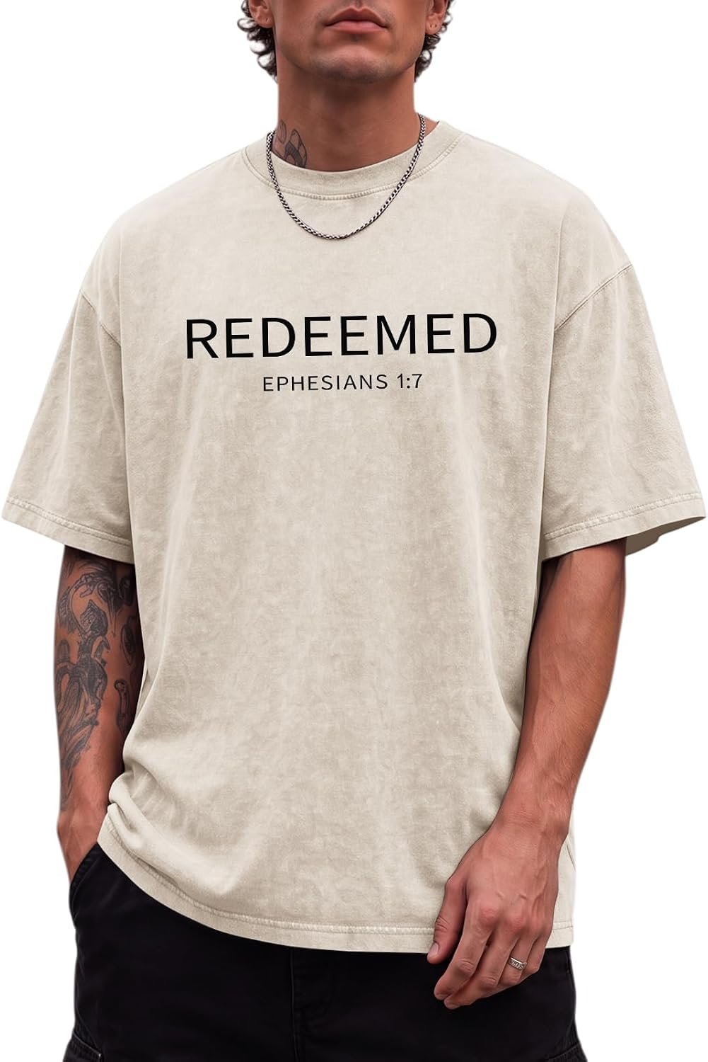 Fkatuzi Christian Jesus Shirts for Men God Faith Religious Bible Verse Shirt Oversized Graphic Vintage Tees Acid Wash Tshirt