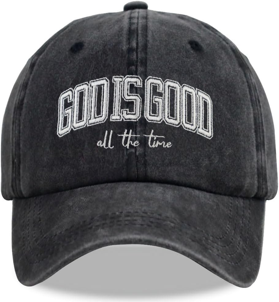 God is Good All The Time Hats for Men Women, Embroidered Adjustable Cotton Christian Jesus Religious Baseball Cap
