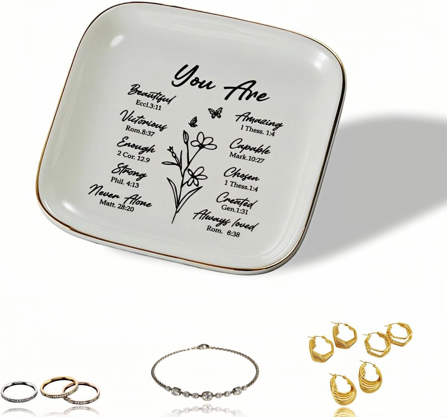 Christian Jewelry Tray for Women, Confirmation & Baptism Gift, Who You Are
