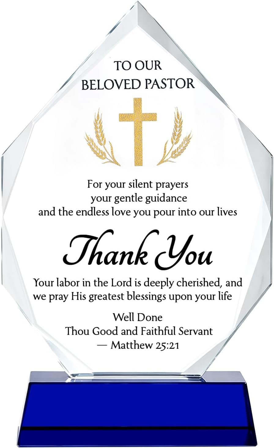Pastor Appreciation Gifts, Iceberg-Shaped Crystal Glass Plaque