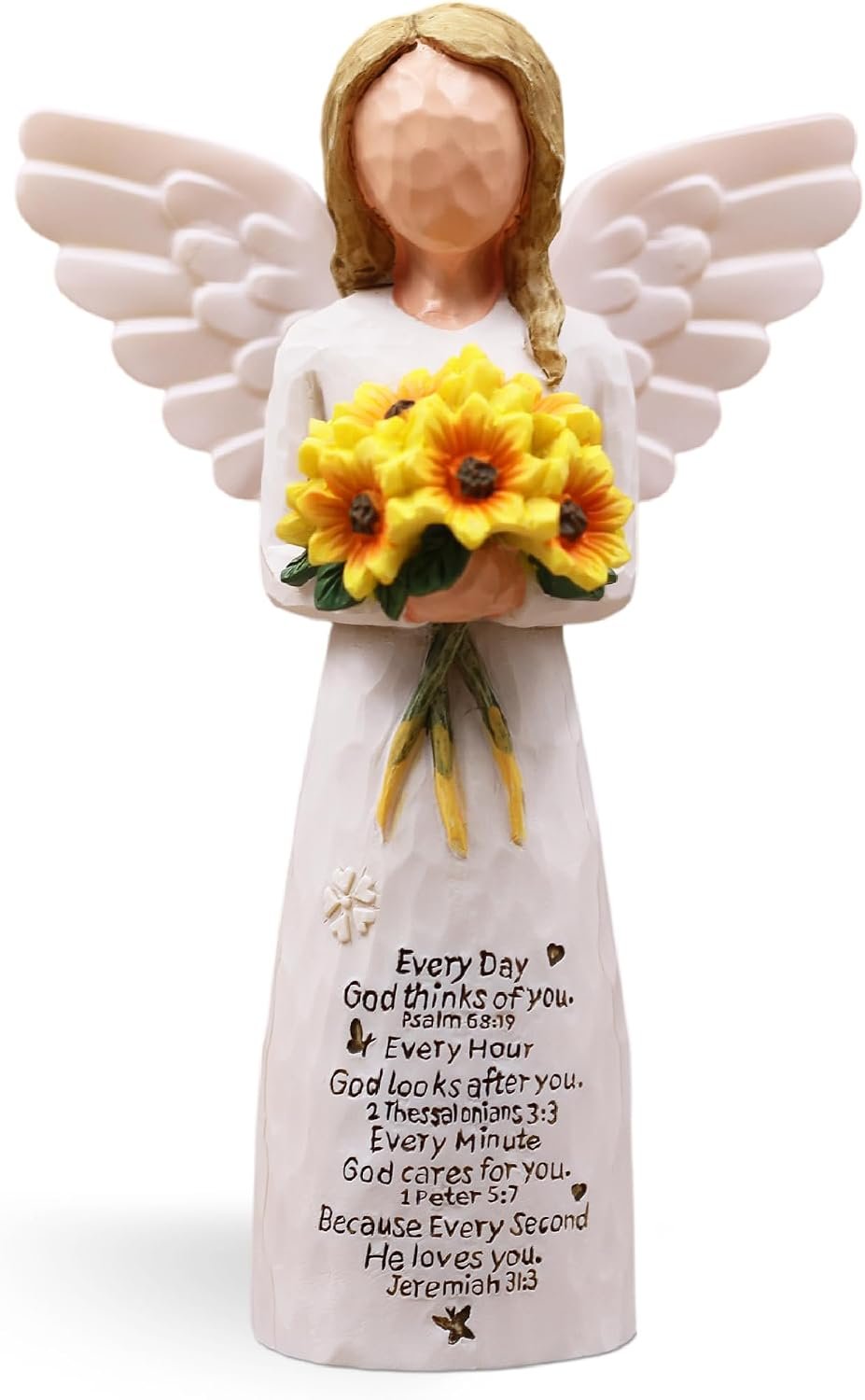 Christian Gifts for Women Birthday, Religious Gifts for Women, Mom Sister, Spiritual Inspirational Gift, Hand-Painted Sunflower Angel Figurine with Scripture Engraving