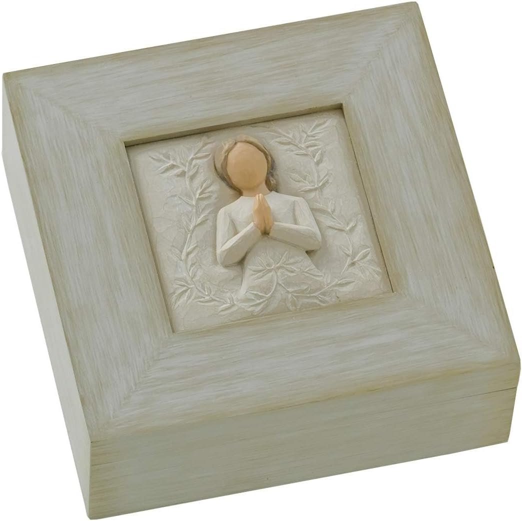 Willow Tree a tree, a prayer Memory Box, Hand-Painted Bas-Relief Wood Box