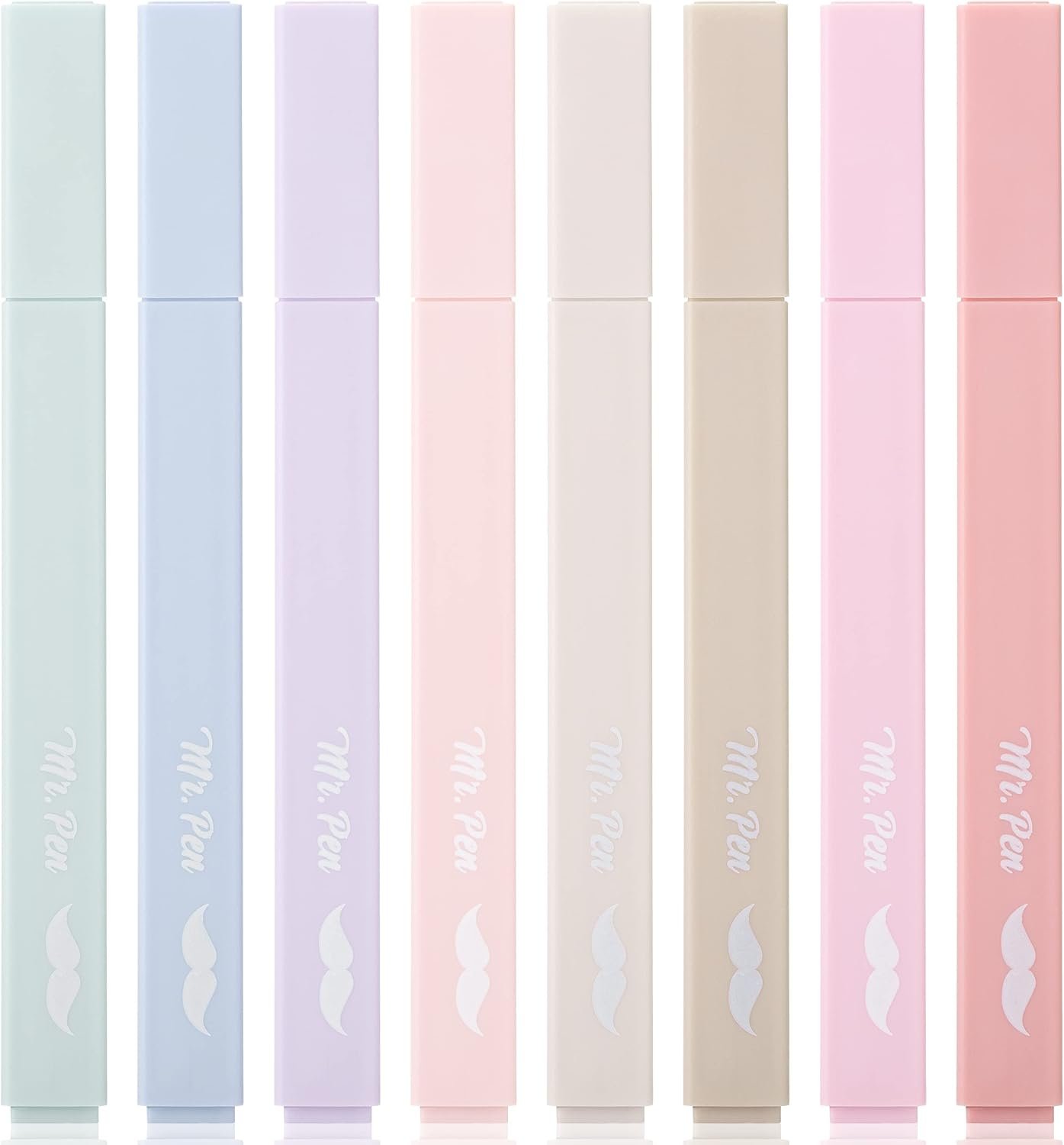 Mr. Pen- Aesthetic Highlighters No Bleed, 8 Pack, Muted Pastel Color | Chisel Tip, Cute Highlighters Assorted Colors for Journaling, Highlighting, Underlining, Fast Dry, Back to School Supplies