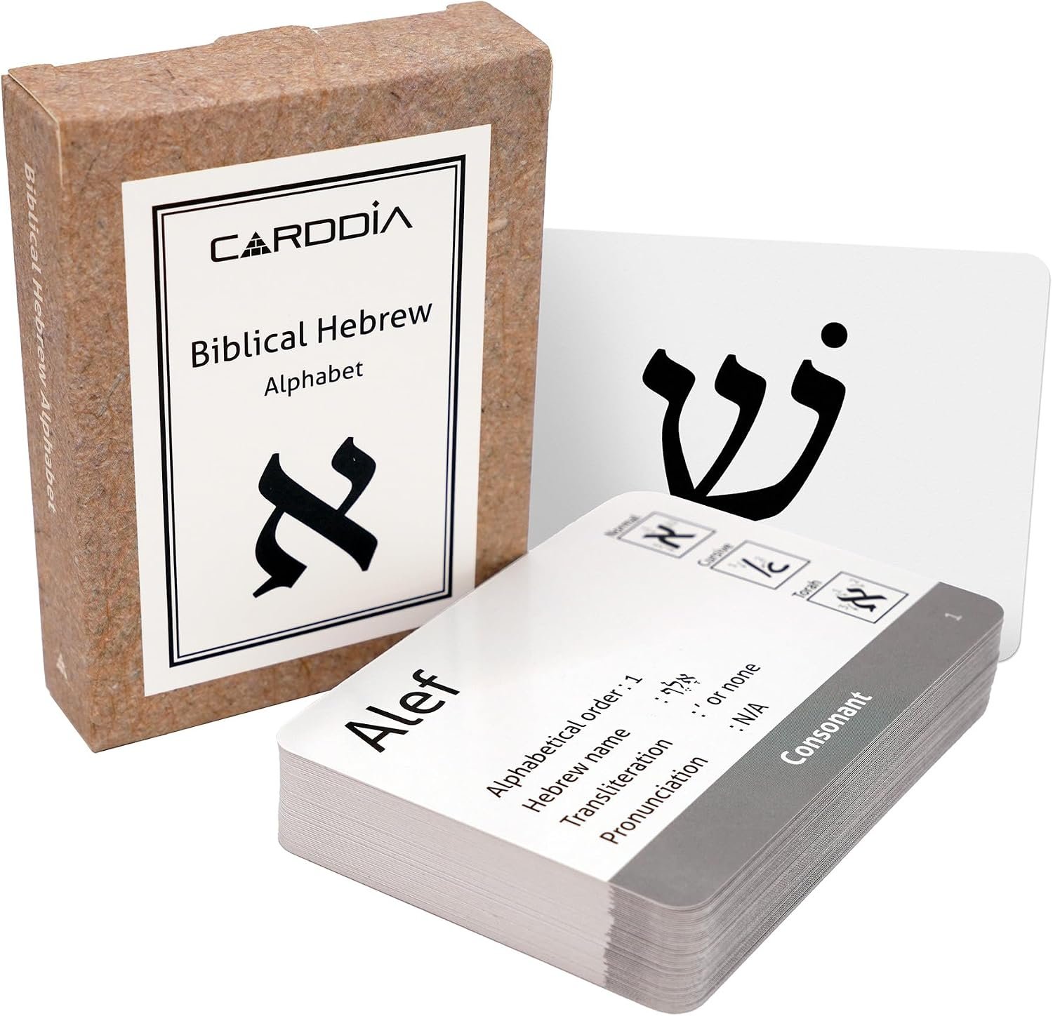 CARDDIA | Biblical Hebrew Alphabet Educational Flashcards | Includes Consonants, Vowels, Dagesh, and Final Forms