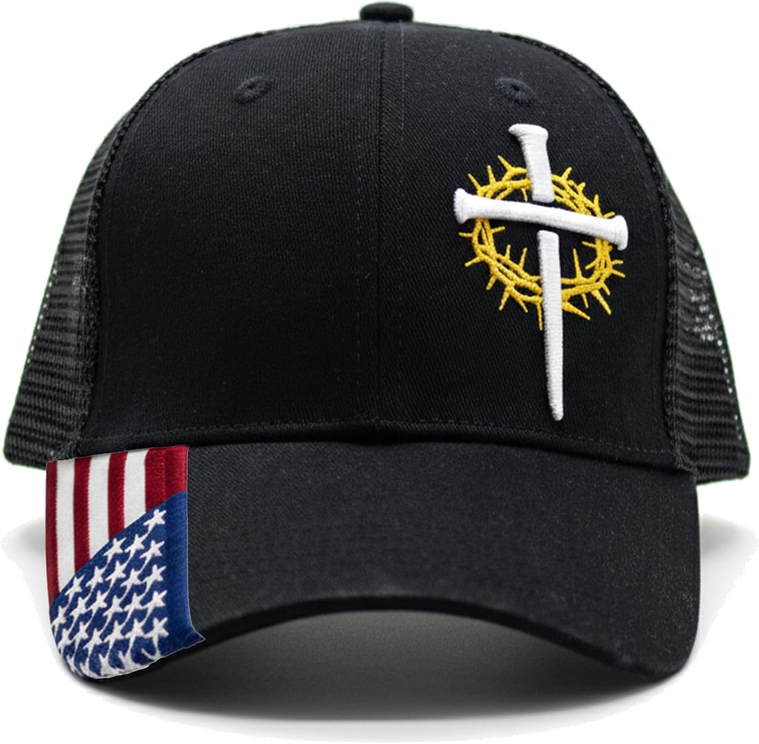 Christian Cross Baseball Cap for Men, American Flag