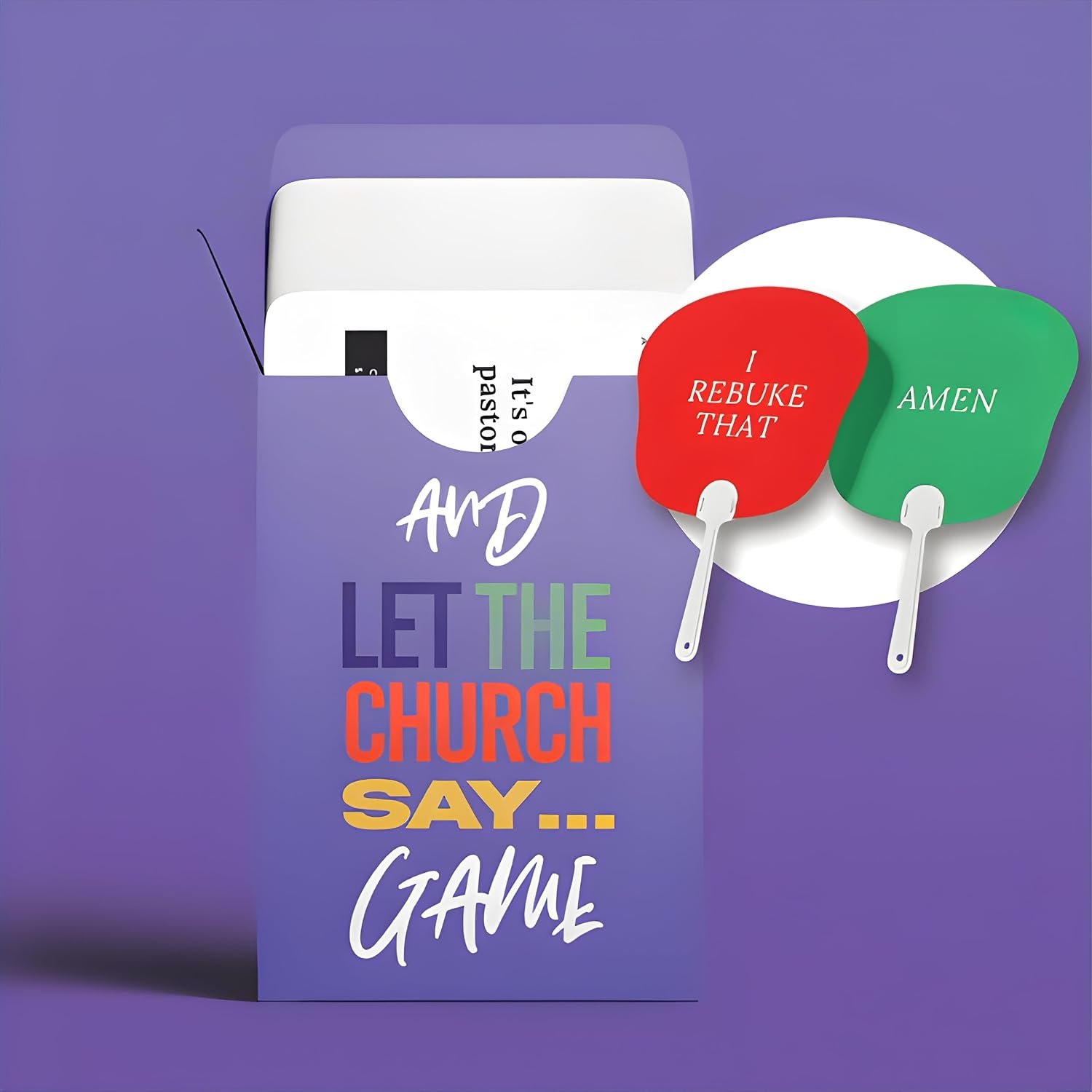 Christian Card Game Bundle – Faith Conversation Game with 2 Double-Sided AMEN & I Rebuke That Fans, Interactive Church Icebreaker for Bible Study, Family Night, Young Adult Ministry & Group Gatherings