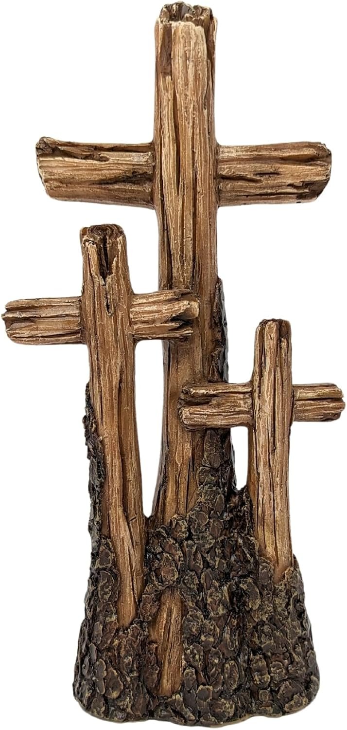 BestGiftEver Rustic Tabletop Resin Cross Driftwood Design