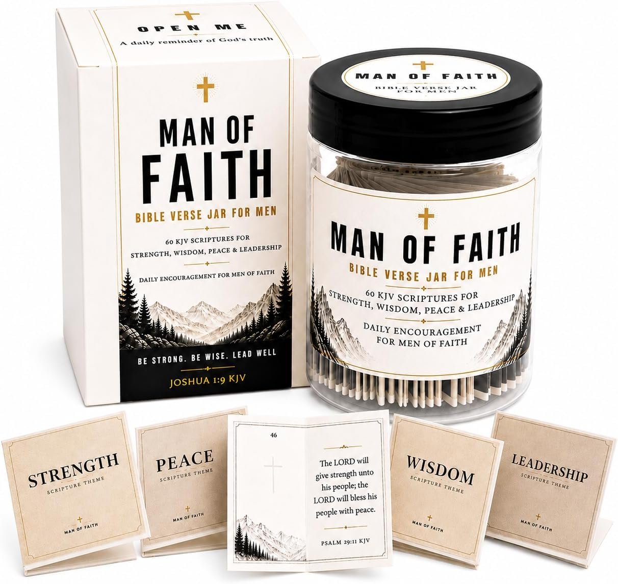 Bible Verse Jar for Men, 60 Scripture cards with bible verses, Gift for men