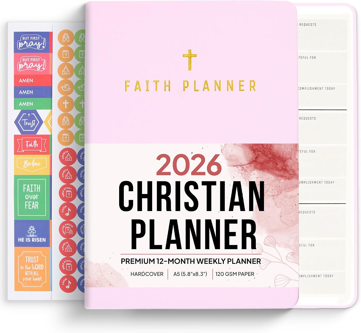 2026 Christian Planner & Prayer Journal | Strengthen Your Relationship with God and Better Navigate His Path for You | Daily Planner w/Bible Verses, Prayer Prompts, & Habit Tracking (Pink)