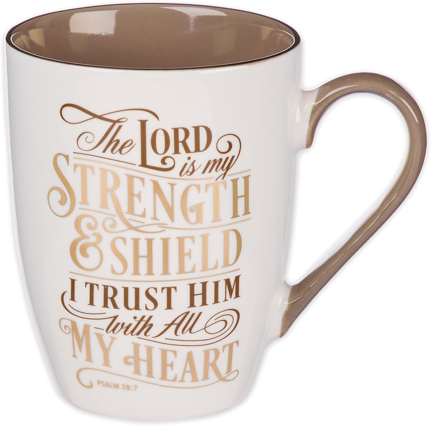 Christian Art Gifts Caramel Brown Lord is My Strength Ceramic Coffee Mug