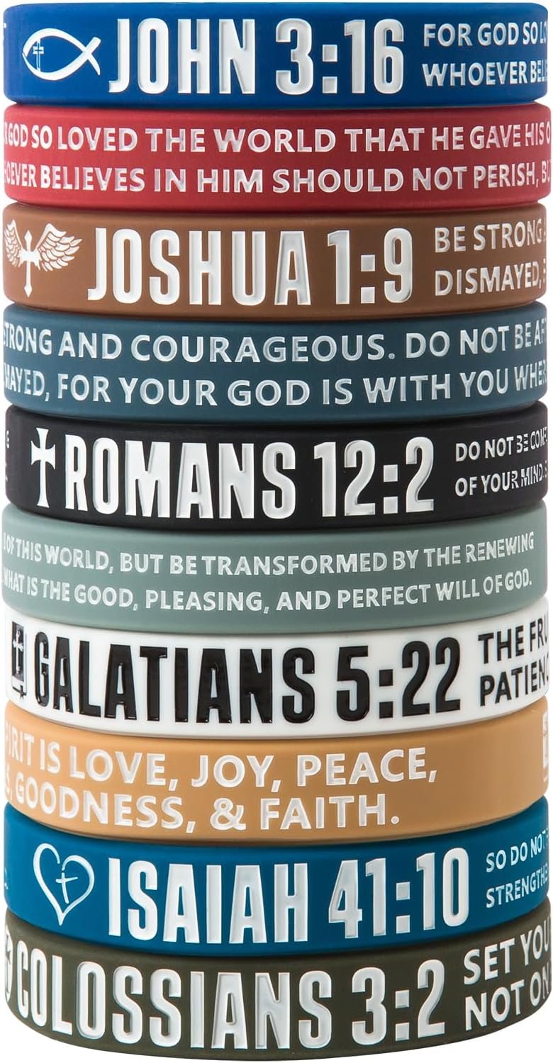 12 Pieces Bible Verse Bracelets Religious Silicone Wristbands