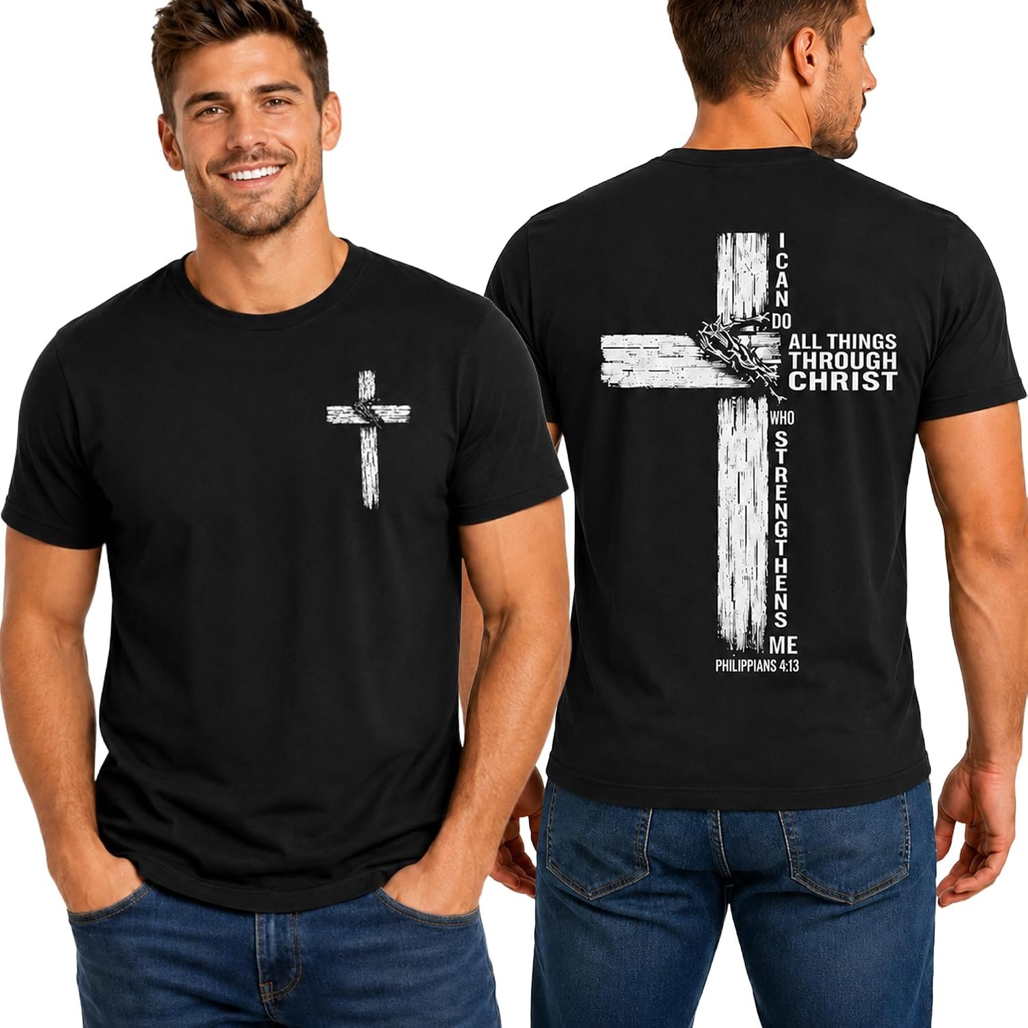 Christian Shirts for Men: Stretch Faith Cross Bible Verse Costumes Tee