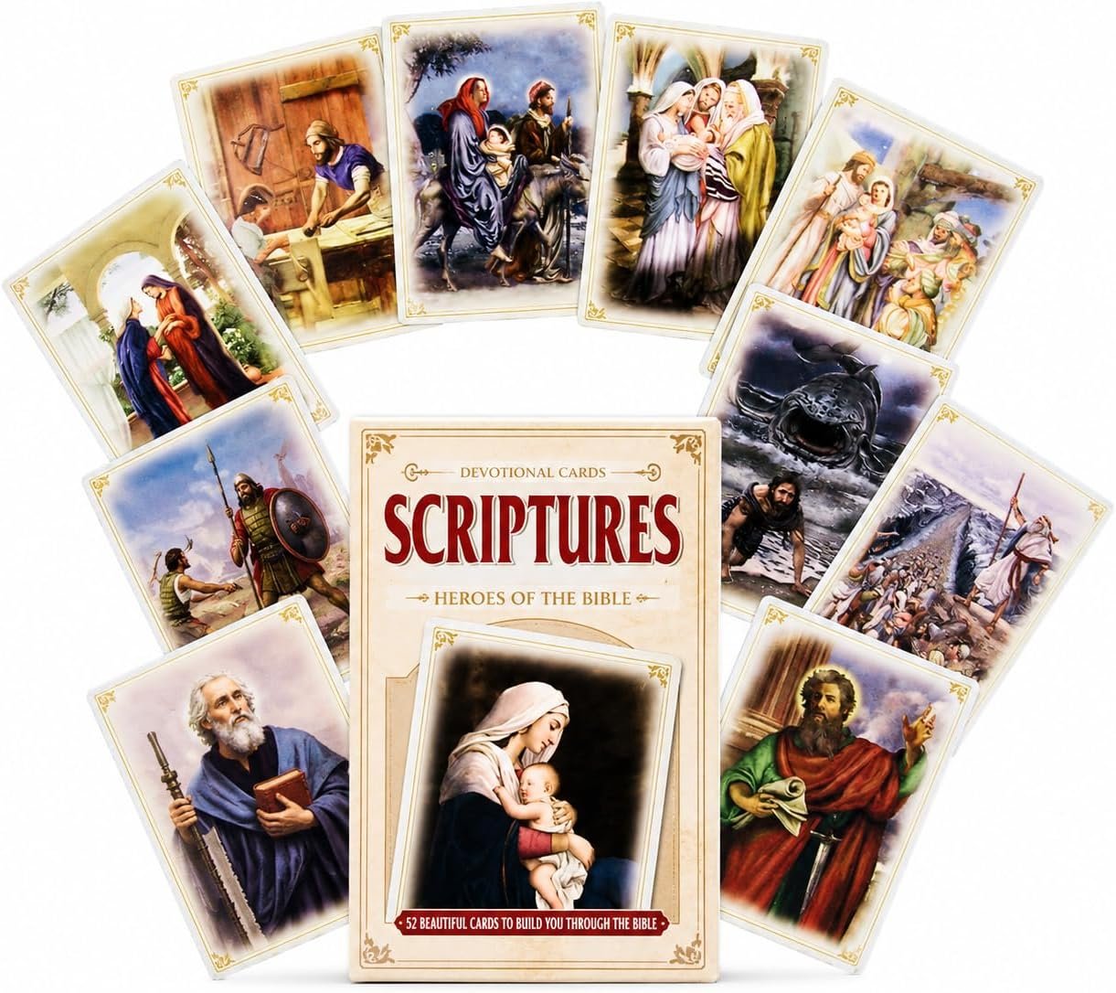 Wowser Bible Scripture Cards for Families, 52 Bible Story Cards for Family Devotions, Bible Study Discussion Cards, Christian Faith Activity for Sunday School, Church Groups, Small Groups & Homeschool