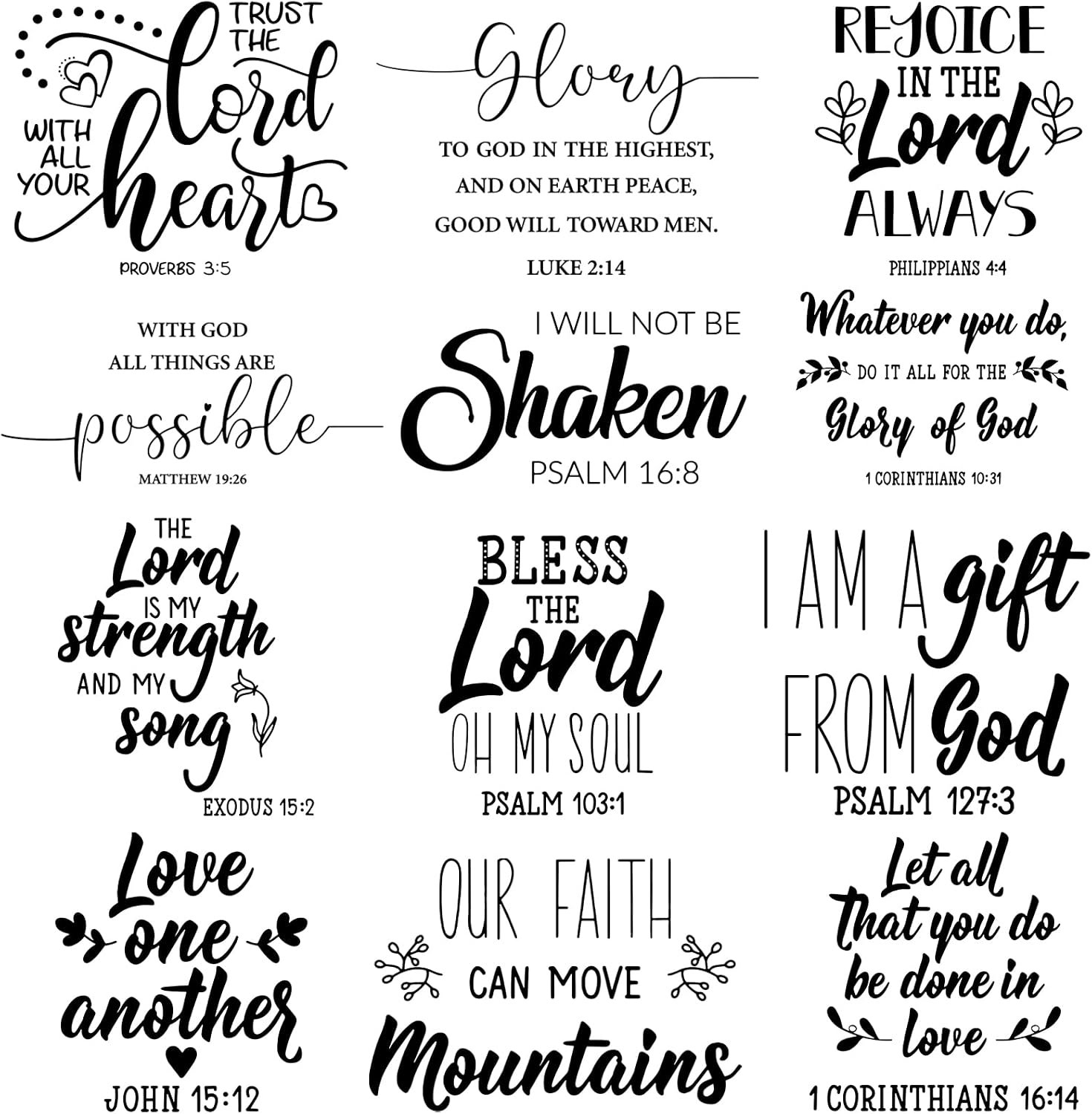 Sabary 12 Pcs Bible Verse Wall Decals Stickers, Stylish Style