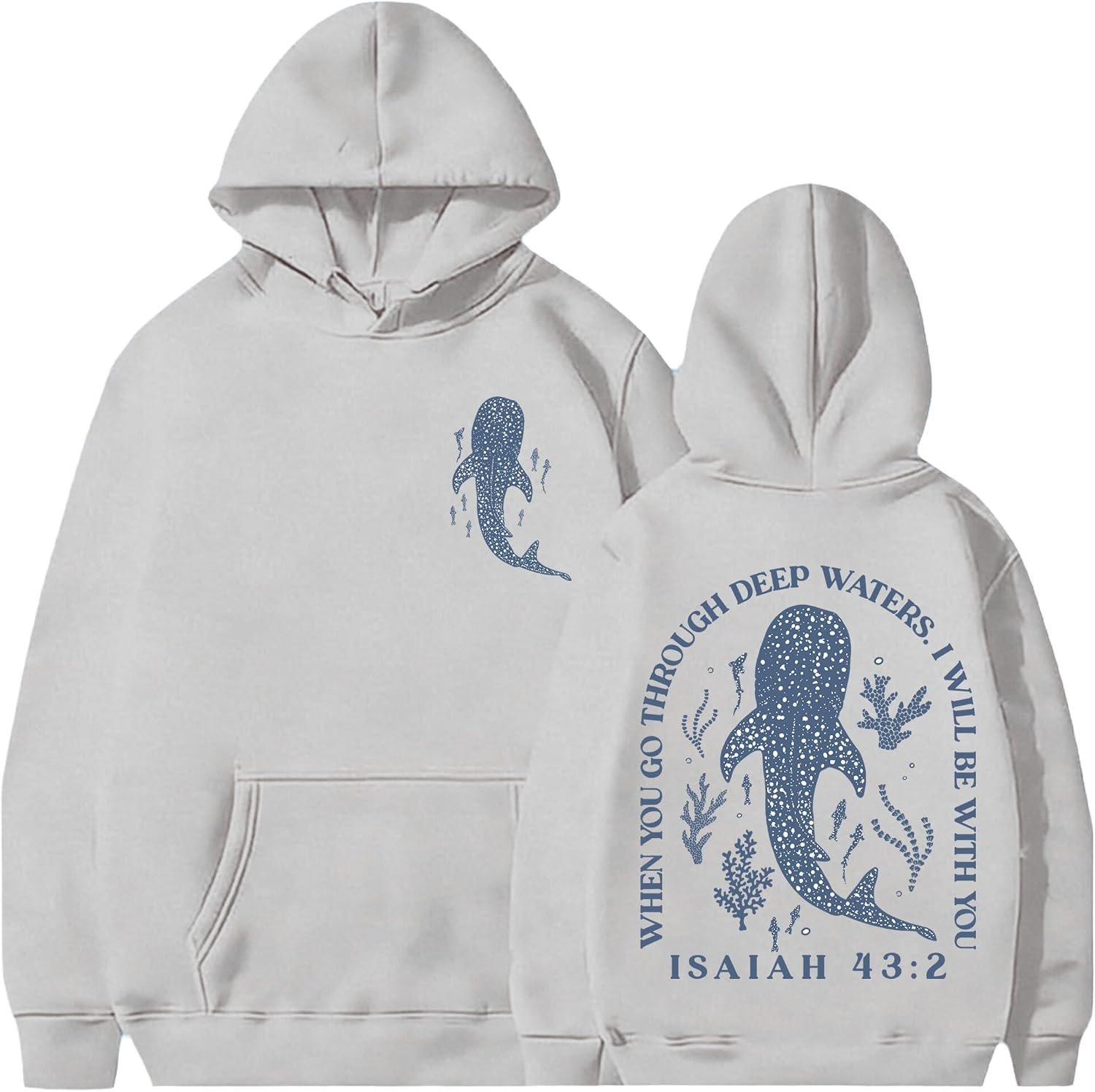 Christian Hoodies for Women Whale Shark Sweatshirt Faith Graphic Hoodies