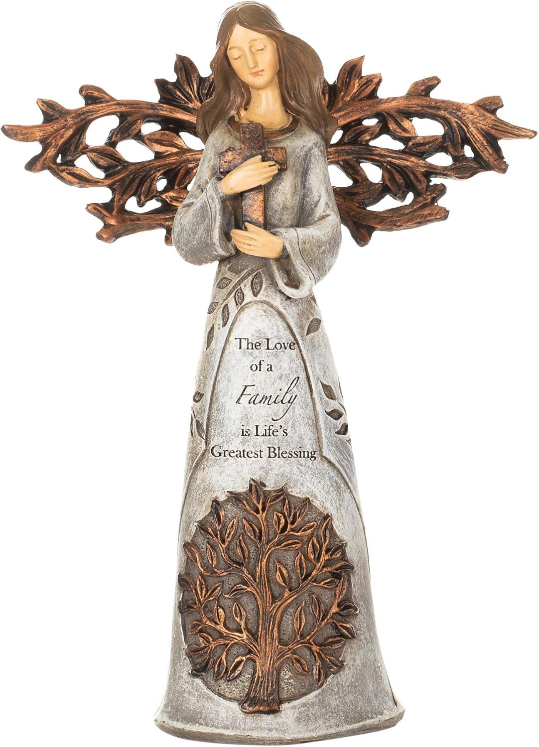 Roman Giftware Inc., Inspirational Heavenly Blessings Collection, 9″ H Tree of Life Angel W/Cross,Religious, Inspirational, Durable (6x2x9)