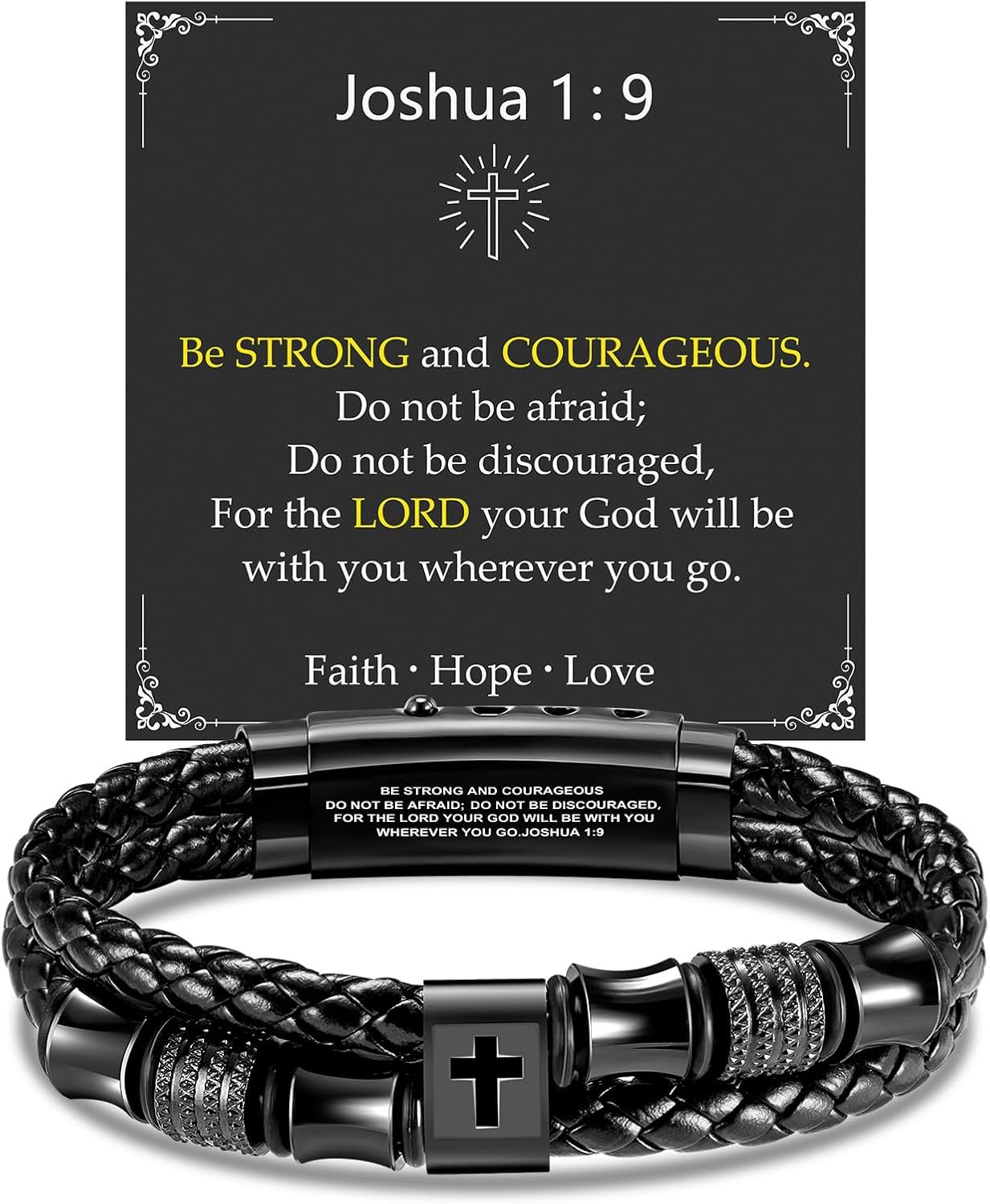 Cross Bracelet For Men,Adjustable Leather Bracelet For Gift