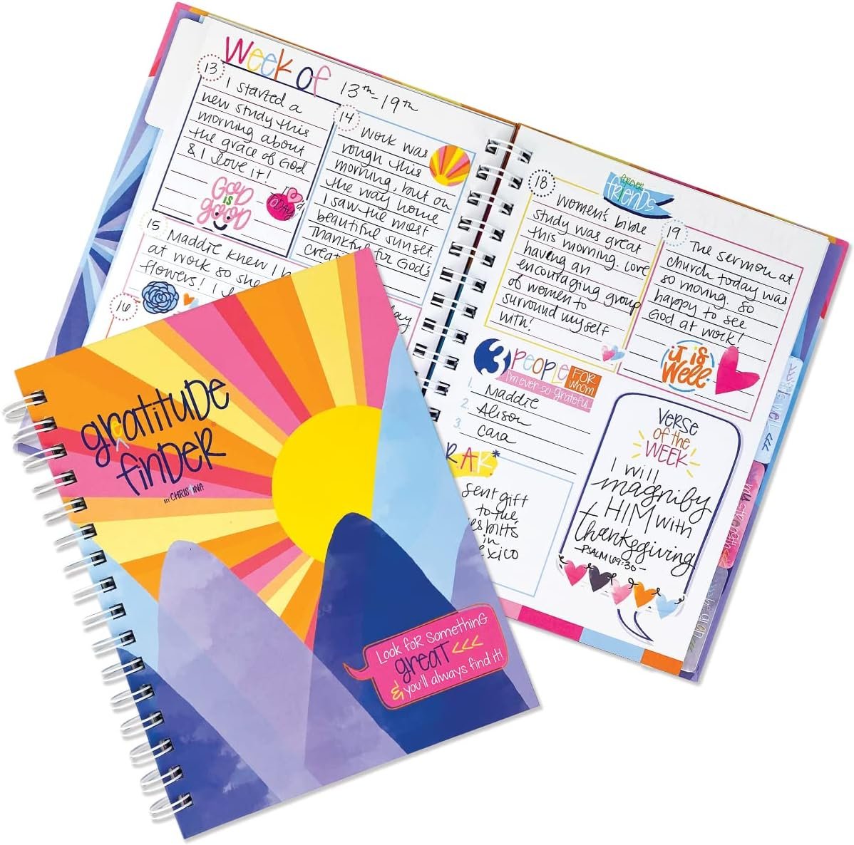 Faith-Based Gratitude Journal With Scripture Verses & Inspirational Quotes, 52 Week Non-Dated Daily Inspirational Journal for Women, Teens & Girls, 170 Hand-Illustrated Stickers Included