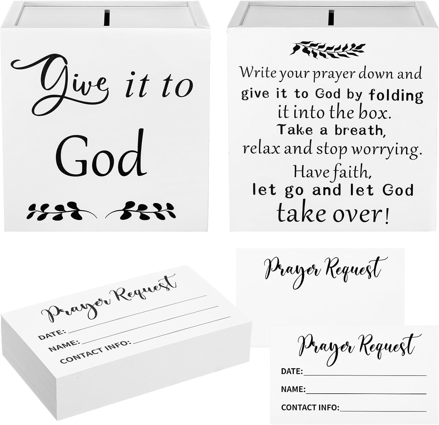 Chunful Wood Prayer Box with 100 Prayer Request Card to Write Bulk 6.3″