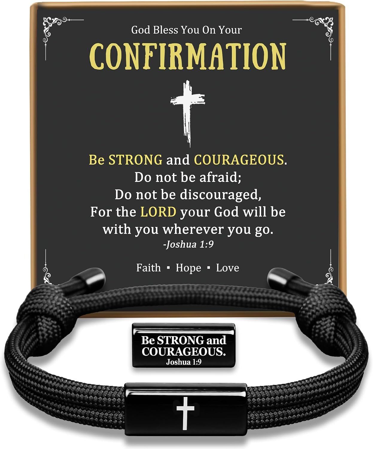PEALICIOUS Cross Bracelet for Boys, Joshua Birthday Son Gifts for Teens