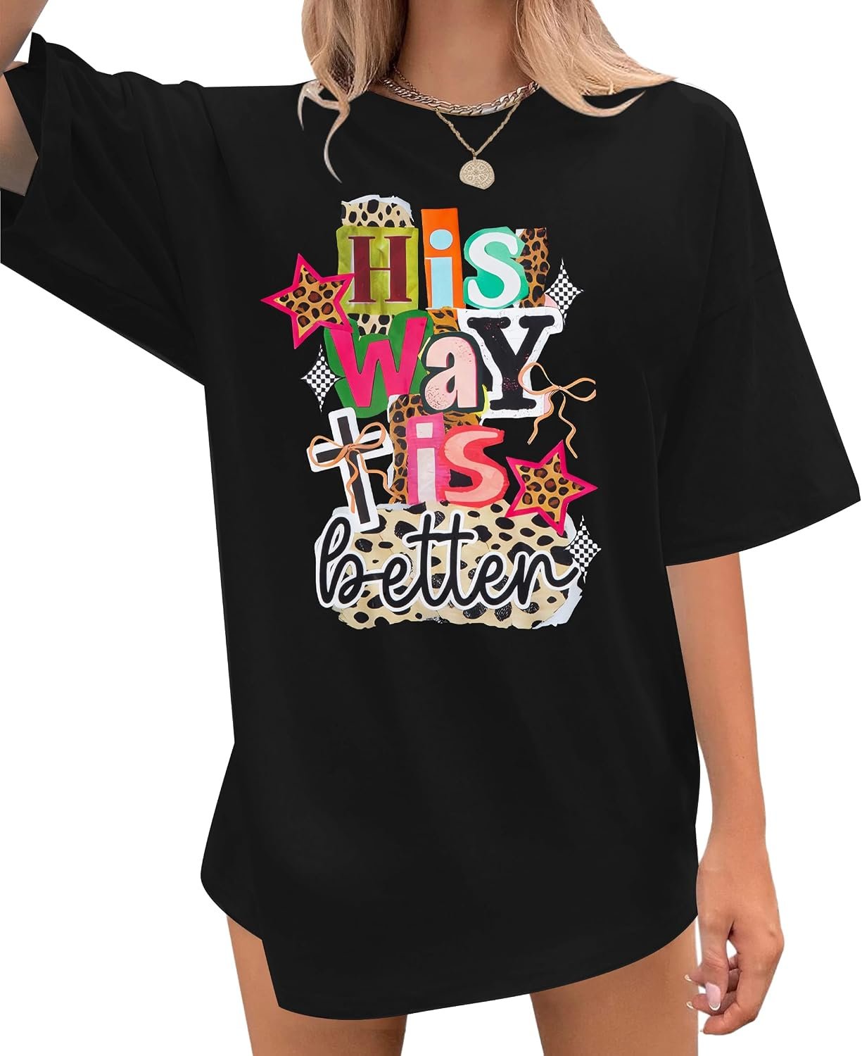 Jesus Shirt Women His Way Is Better T-Shirts Oversized Christian Faith Tee