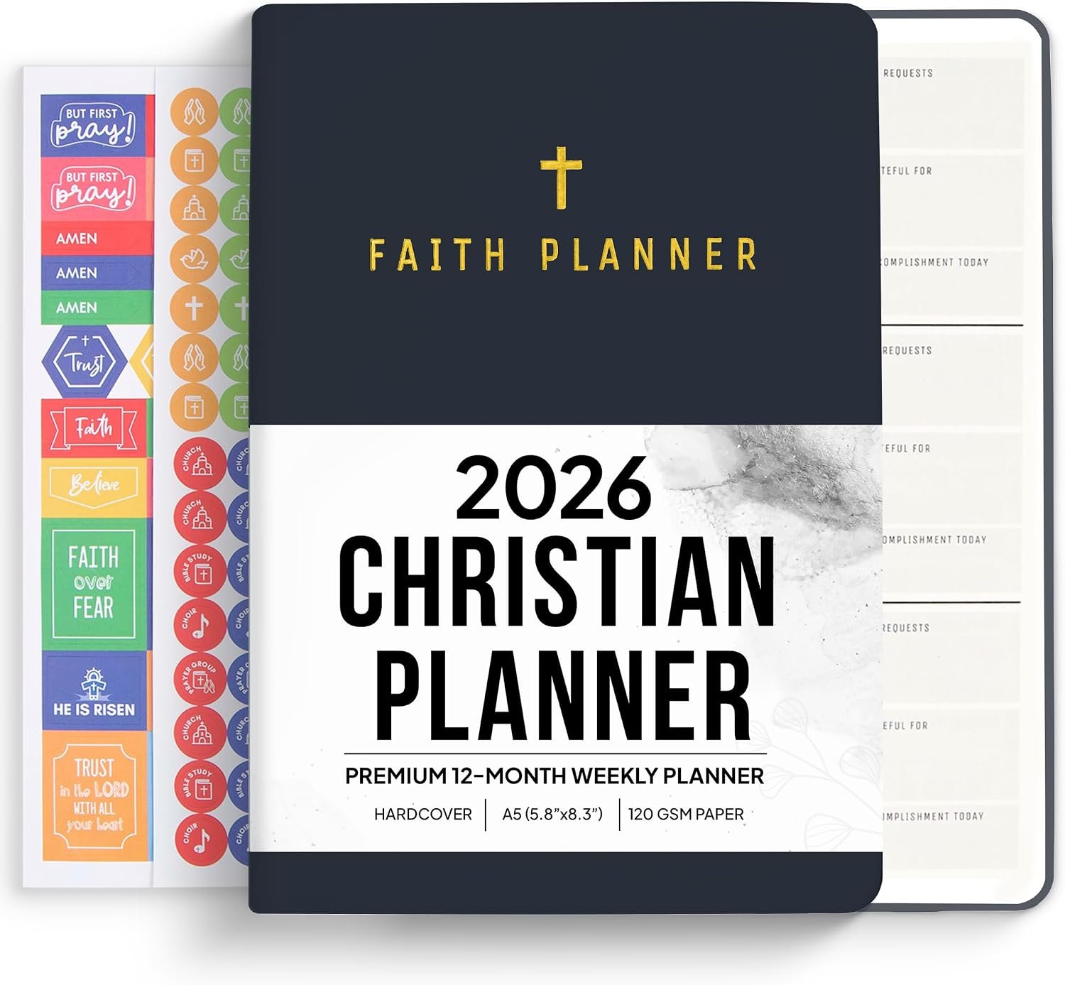 2026 Christian Planner & Prayer Journal | Strengthen Your Relationship with God and Better Navigate His Path for You | Daily Planner w/Bible Verses, Prayer Prompts, & Habit Tracking (Black)