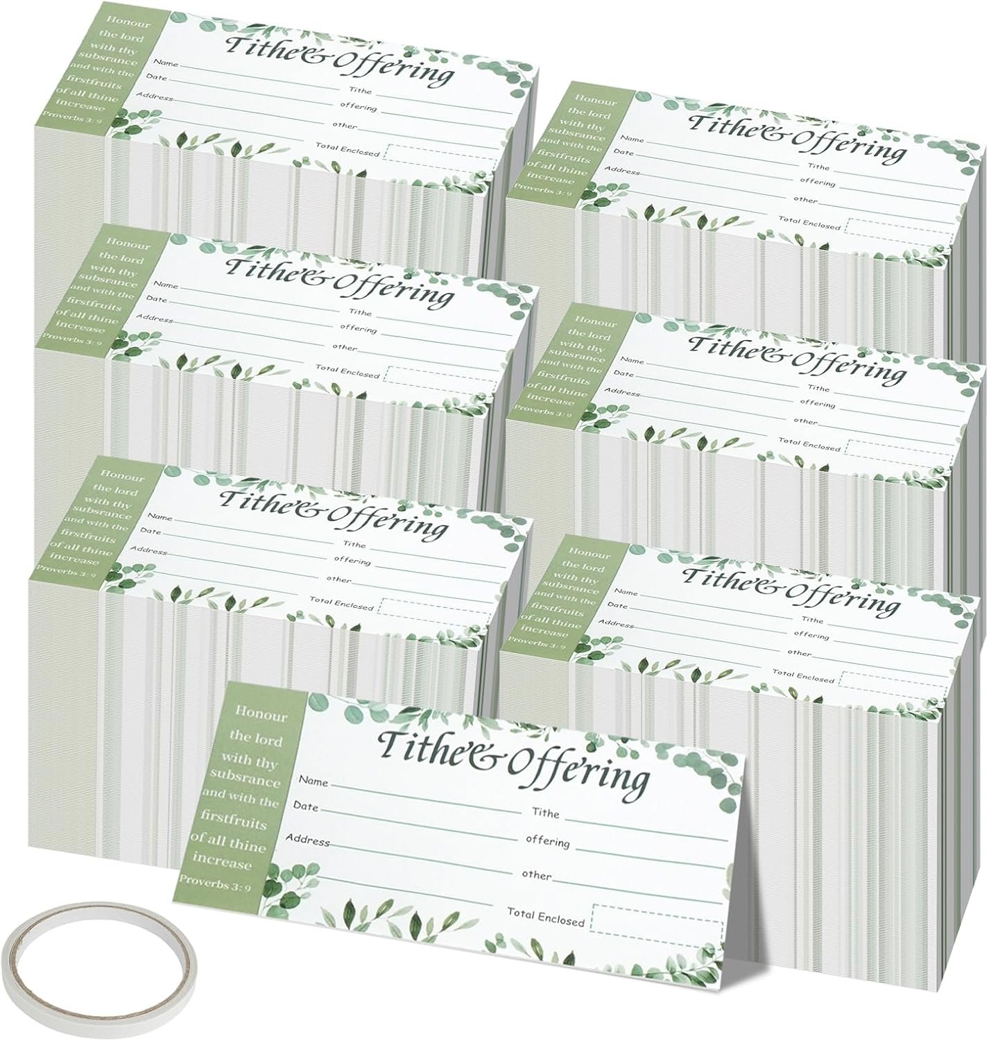 1100 Count Tithe and Offering Envelope, Greenery Church Donation