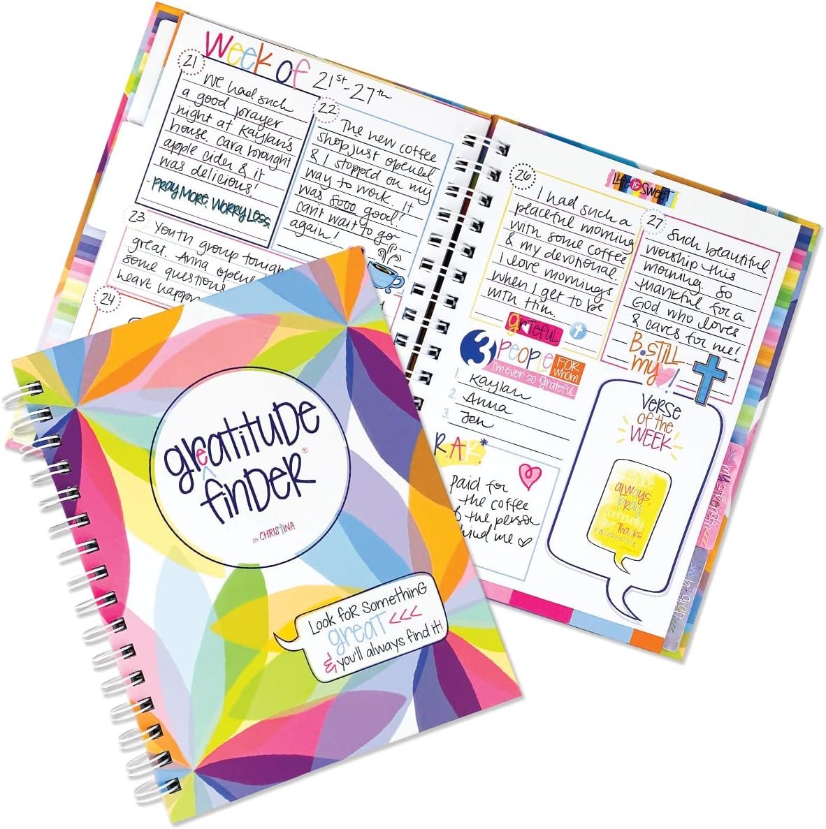 Faith-Based Gratitude Journal With Scripture Verses & Inspirational Quotes, 52 Week Non-Dated Daily Inspirational Journal for Women, Teens & Girls, 170 Hand-Illustrated Stickers Included