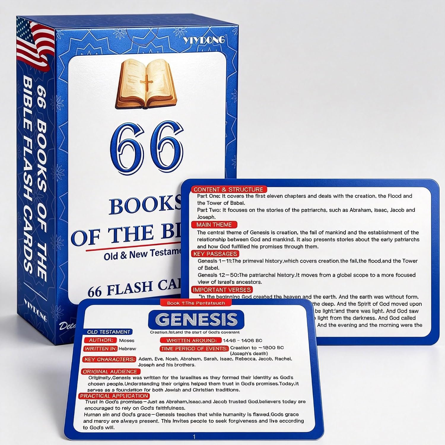 Bible 66 Books Flash Cards – Scripture Memory Cards with Key Verses, Book Summaries & Key Information – Christian Learning Tools for Sunday School, Homeschool & Bible Study