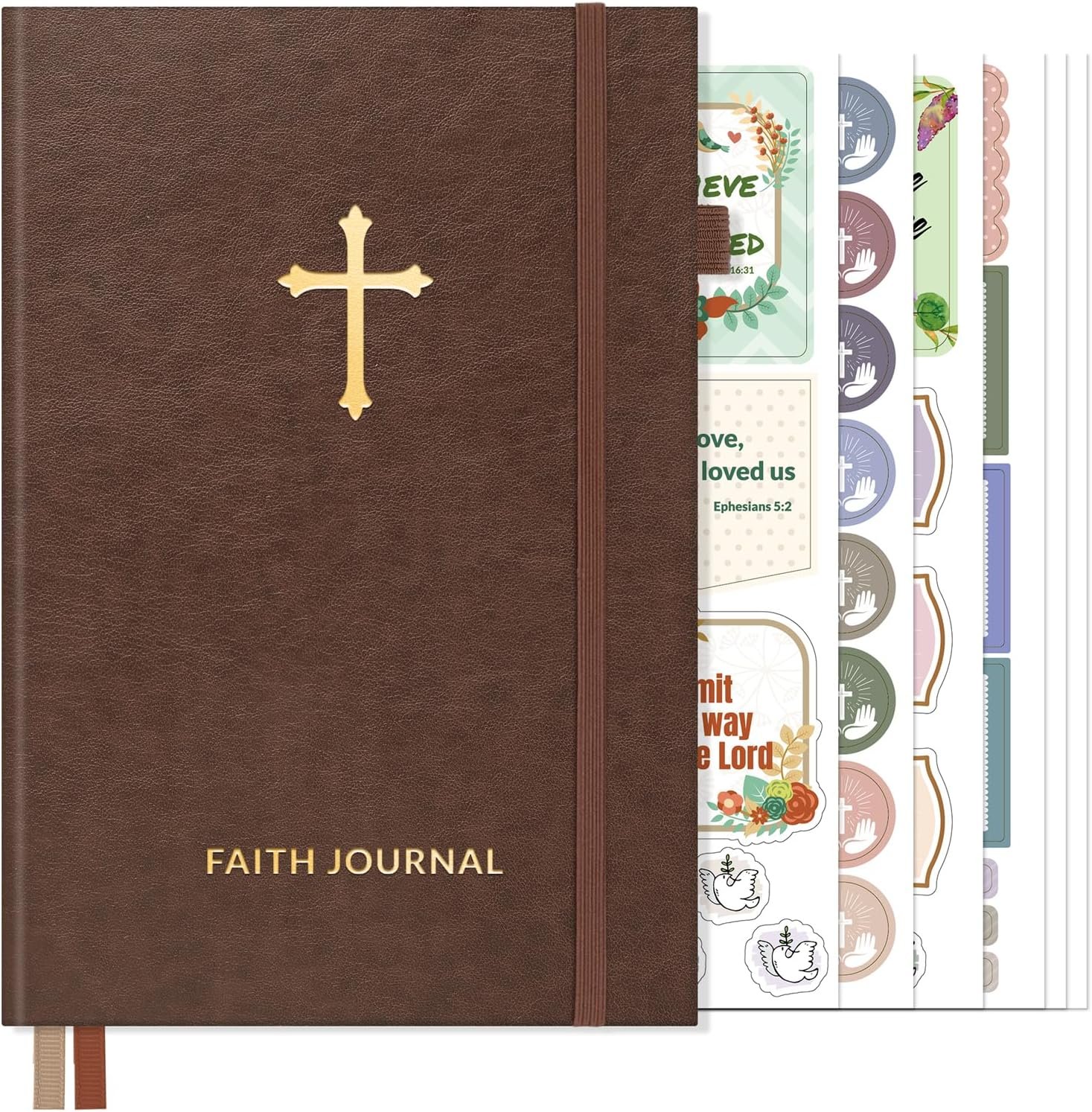 SUNEE Christian Bible Study & Prayer Journal for Men – Undated 6-Month Scripture Notebook for Daily Devotional & Faith Growth, Meaningful Religious Gift for Pastor, Husband or Graduation (Brown)