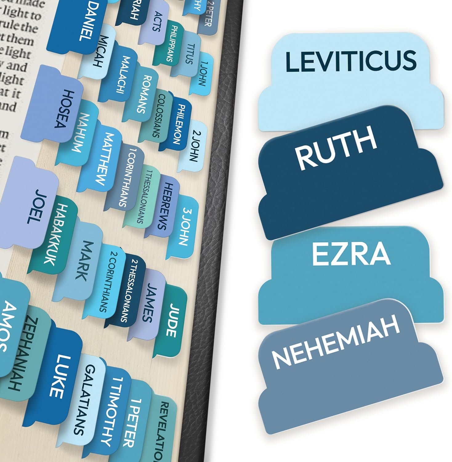 90 Christian Bible Tabs for Women, Men & Kids – Blue