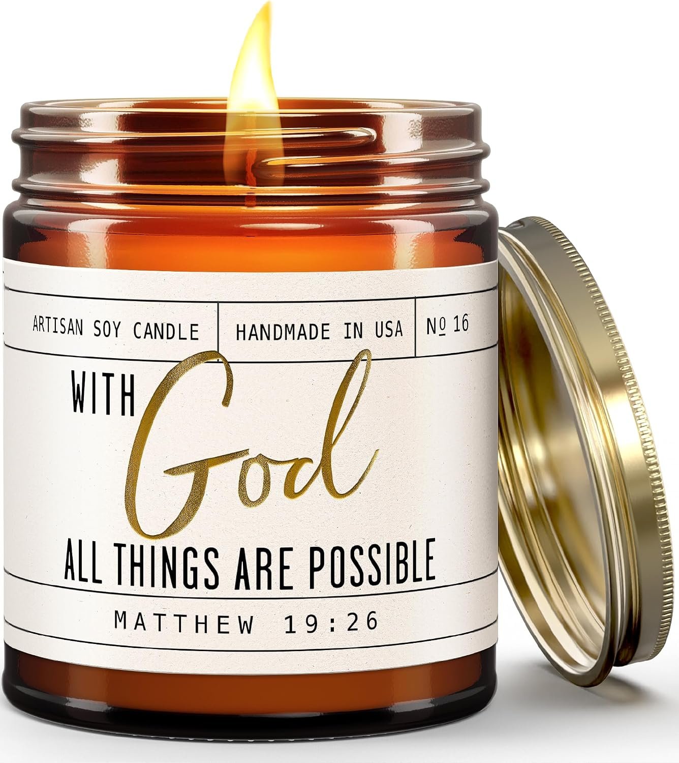Christian Gifts for Women, Religious Gifts for Women – ‘with God’ Candle, w/Lily of the Valley & Lavender I Spiritual, Faith Bible Gift I Catholic Gift Woman I 50Hr Burn, USA Made