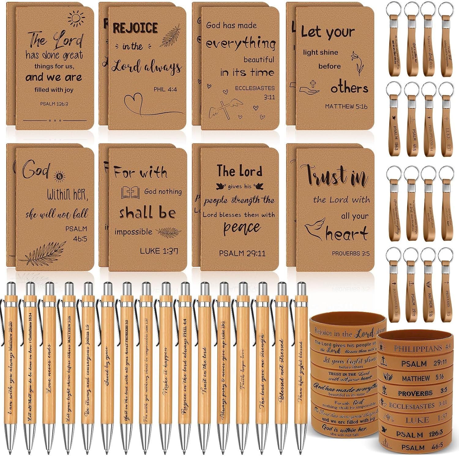 PerKoop 64 Pcs Inspirational Gift Bulk Notebooks Ballpoint Pen, Bible