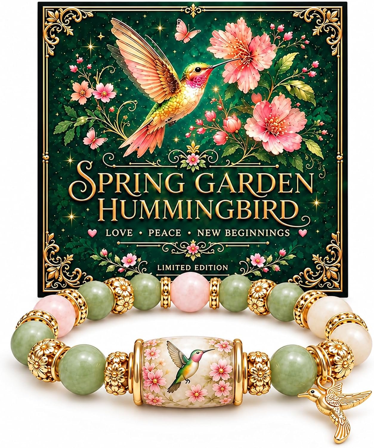2026 Limited Edition Cardinal Butterfly Hummingbird Bracelet for Women, Inspirational Blessing Natural Stone Crystal Beaded Stretch Bracelets New Beginnings Sympathy Healing Memorial Birthday Christmas Jewelry Gift