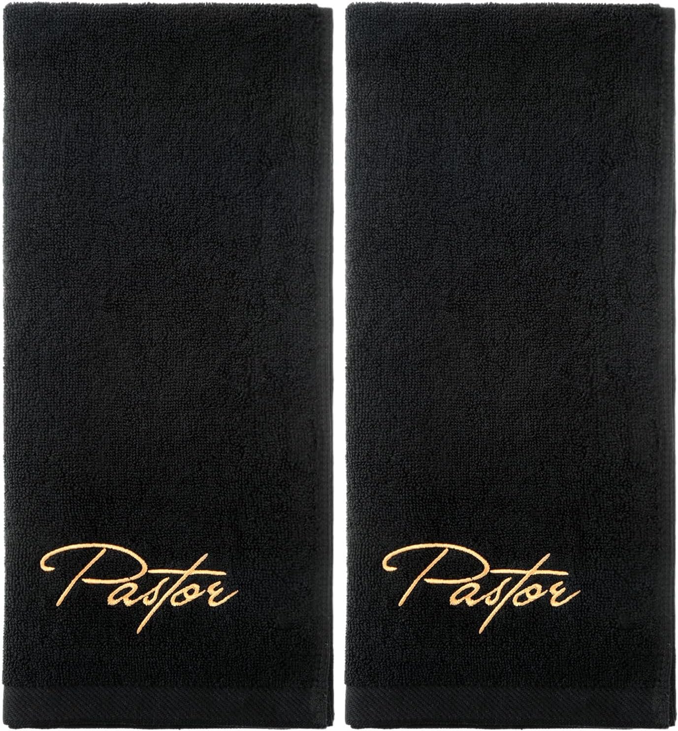 Buryeah 2 Pcs Pastor Hand Towels Christian Clergy Embroidered Towels,Black