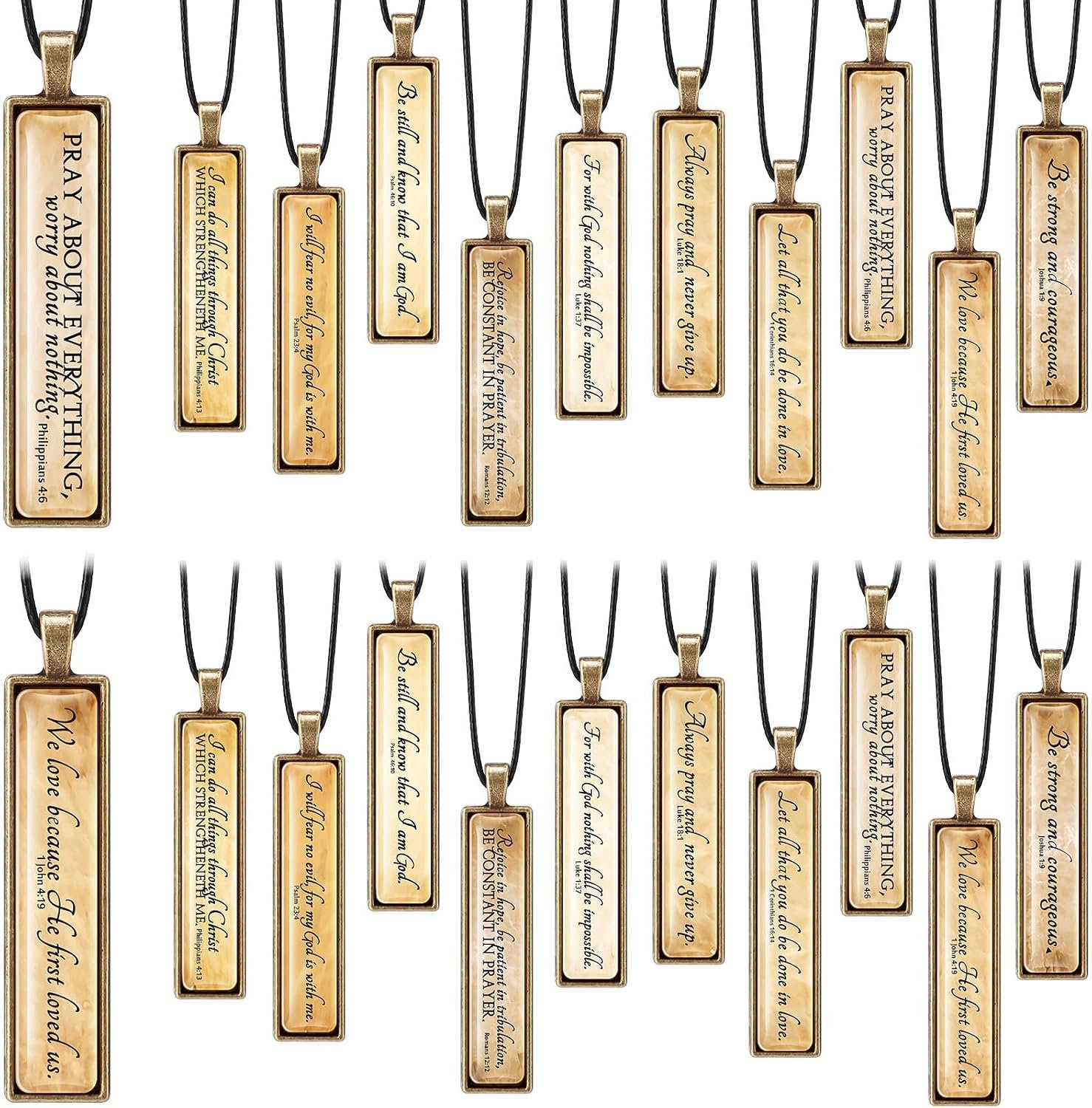 Sureio Christian Necklaces Bible Verse Gift Vintage Grandparents Day Religious Jewelry Inspirational Prayer for Dad Men Women
