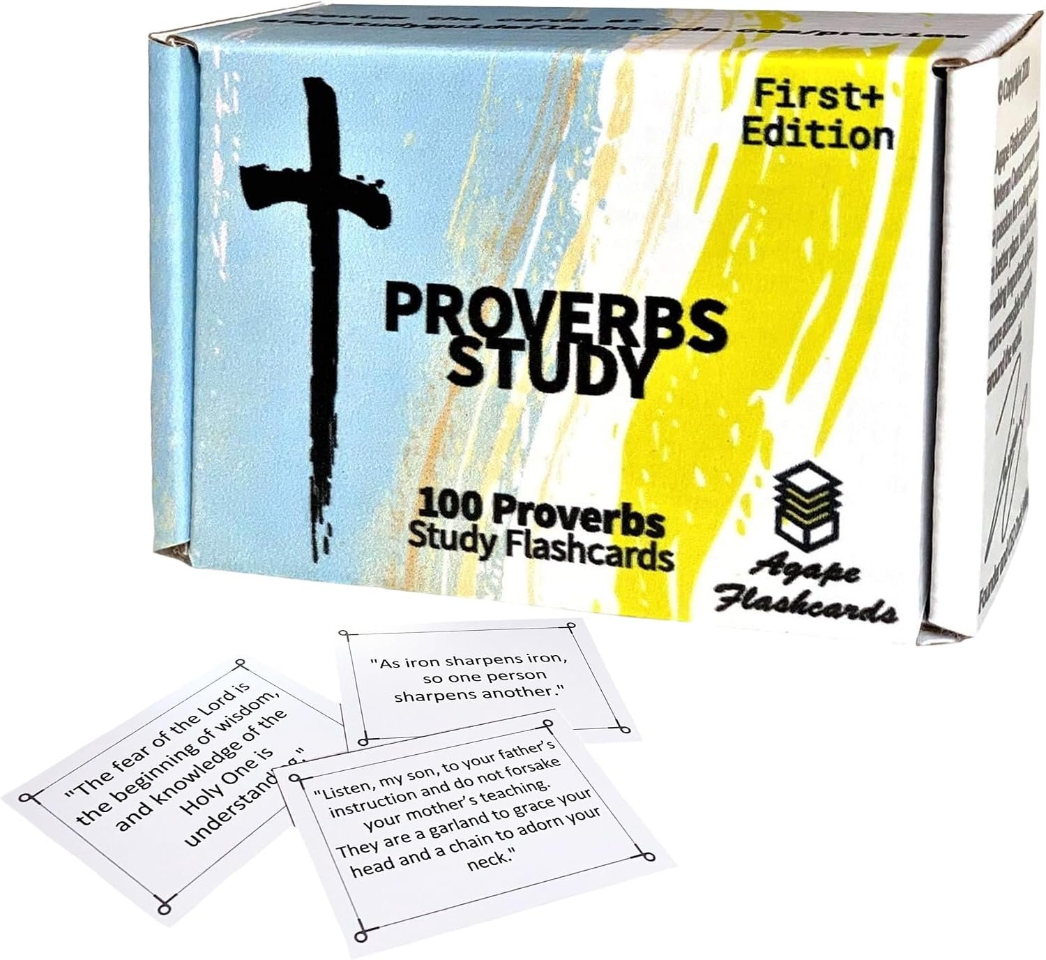 Agape Flashcards- Proverbs Study Flashcards: 100 of the Most Important Proverbs from the Bible | Pack of 100 Study Flashcards | Perfect for Memorizing Bible Verses | Made in USA | English
