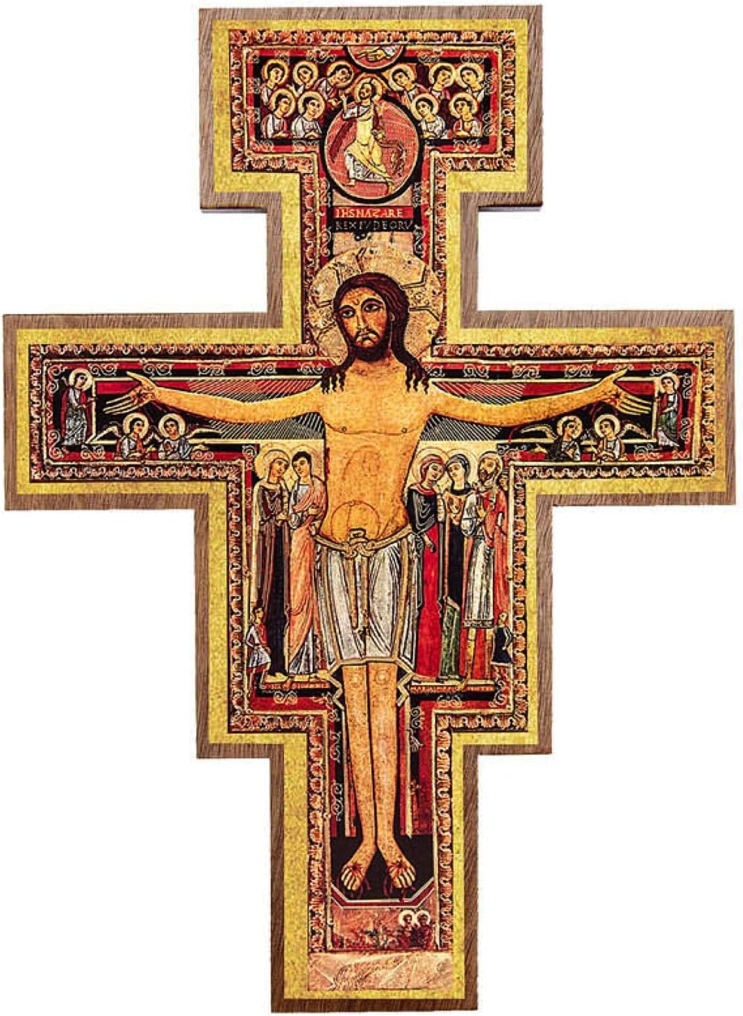 Intercession San Damiano Wall Wood Cross Crucifix (8 in)