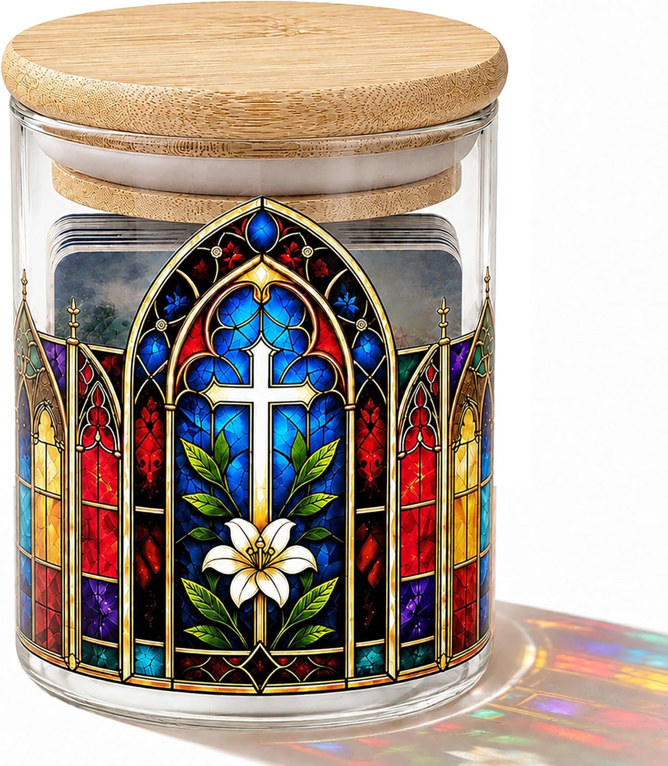 Bible Verse Jar, Stained Glass, 120 KJV, Christian Gifts for Women