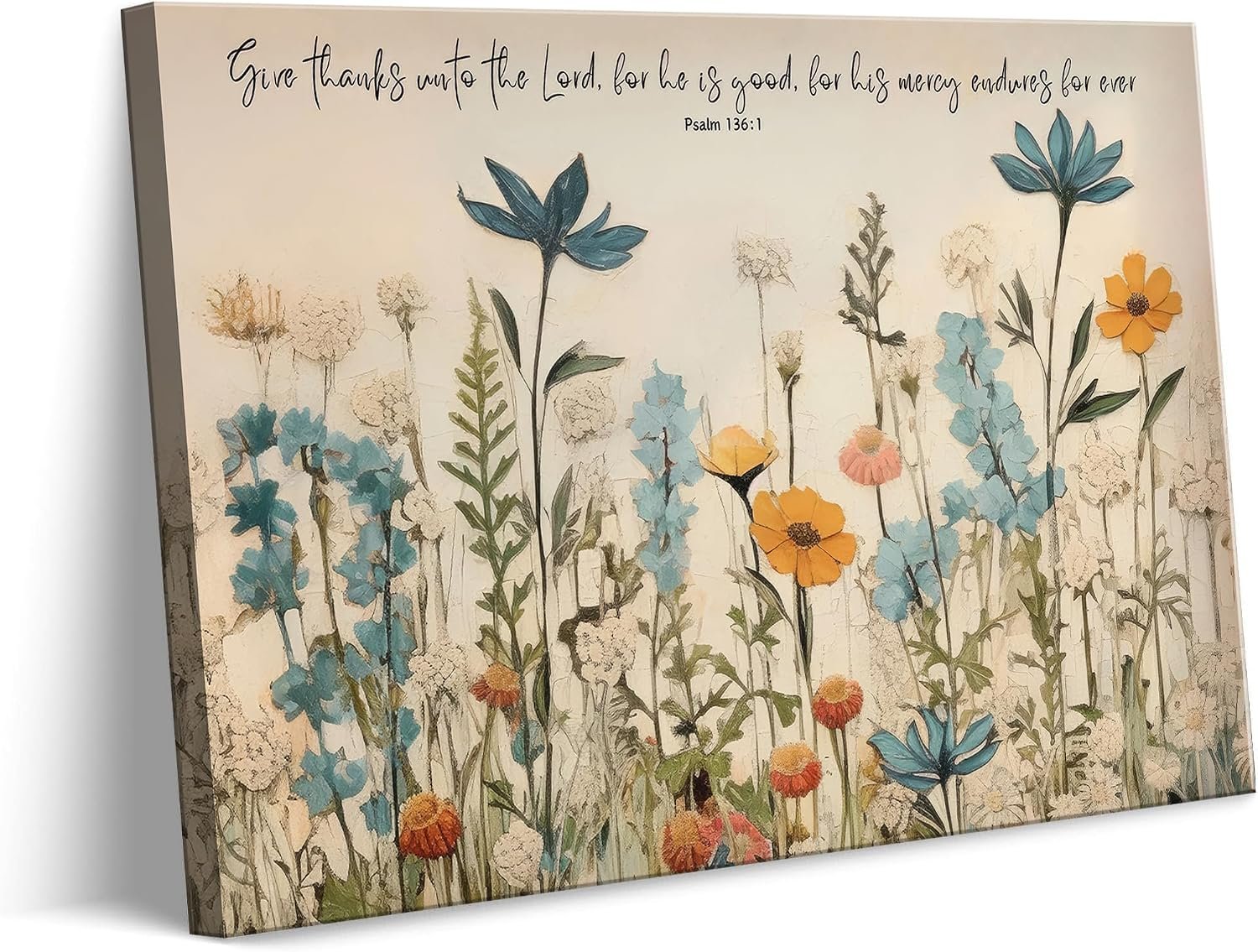 Christian Floral Scripture Canvas Wall Art Wildflower Bible Verse Wall Decor Picture Psalm Religious Faith Art Poster Print for Living Room Bedroom Decoration 12x16in
