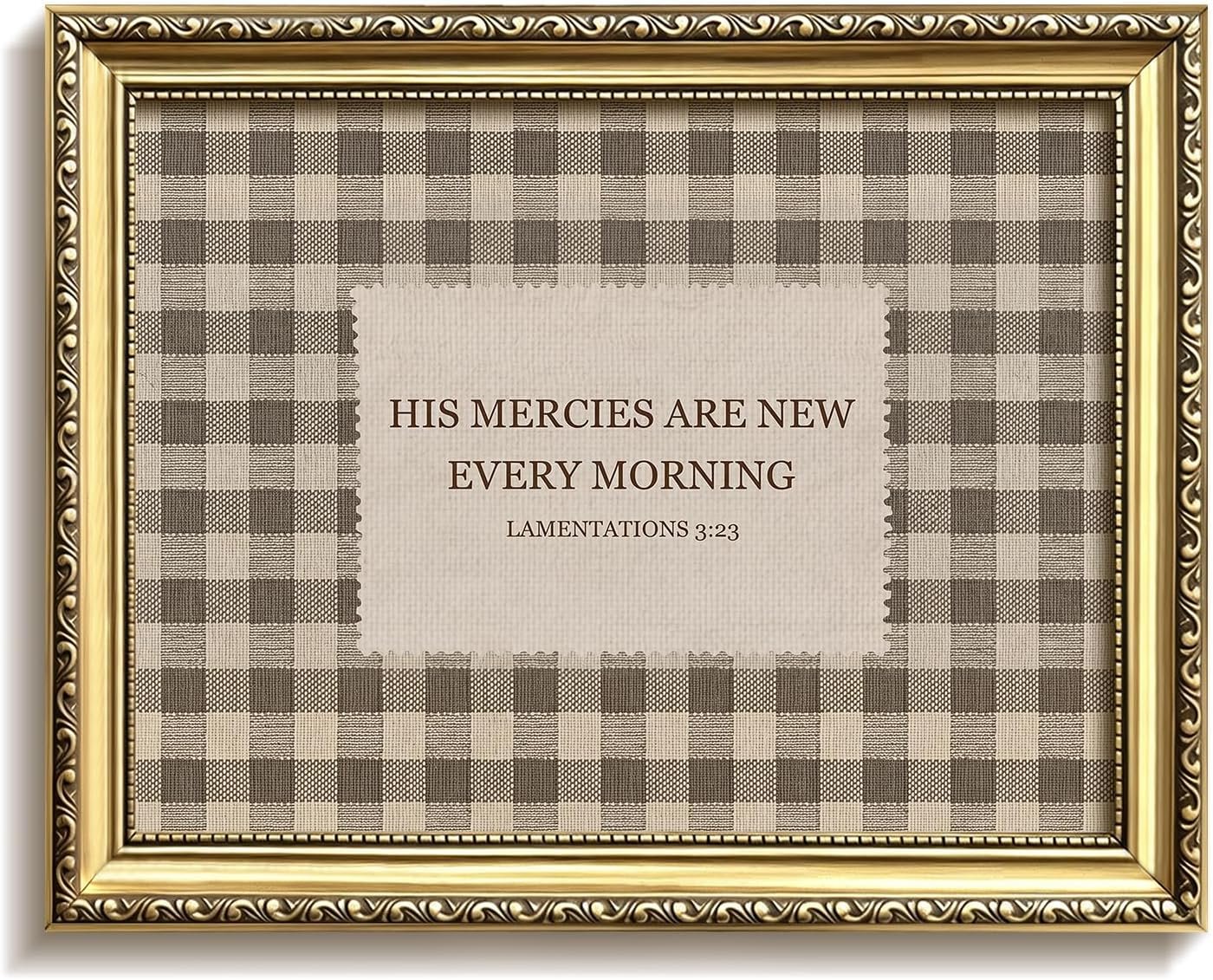 Vintage Gold Framed Lamentations 3:23 Bible Verse Wall Art, Christian Farmhouse Canvas Wall Decor, Religious Inspirational Artwork Print Picture Poster, for Living Room Prayer Room Home 12×16 Inch