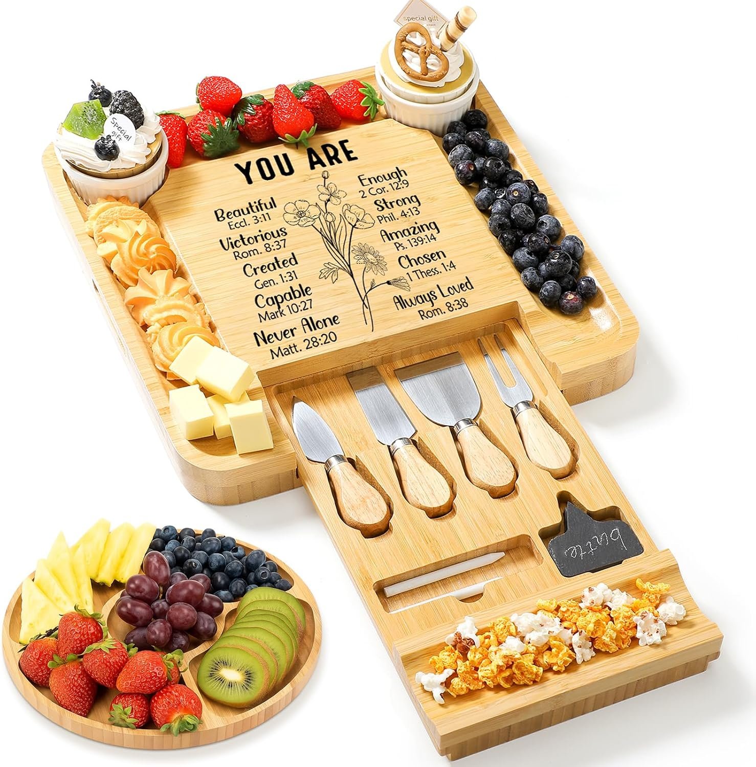 Maxdot Christian Gifts for Women Bible Verse Engraved Charcuterie Board Set